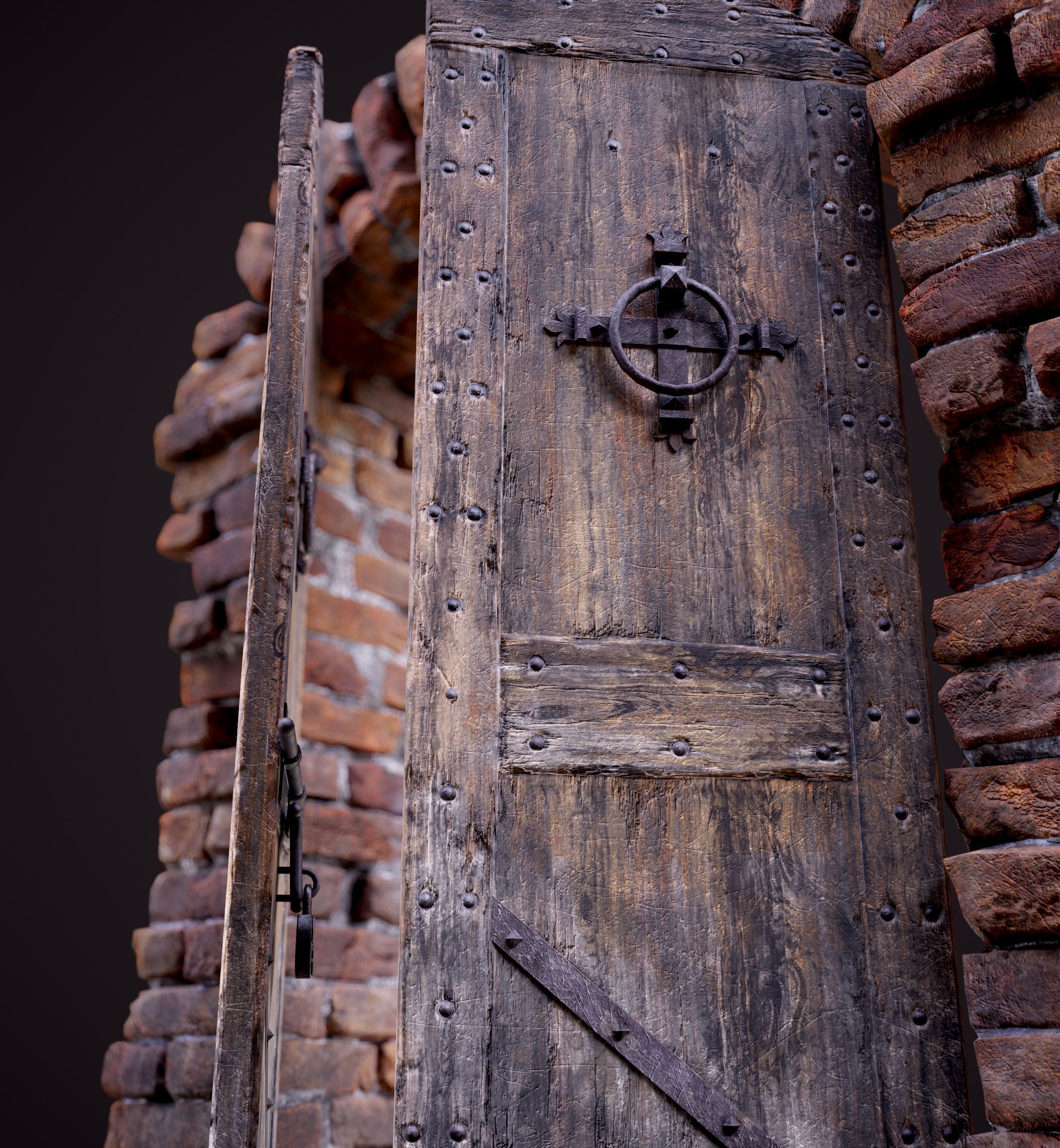 Five Medieval Doors with Arches 3D Model Collection_23