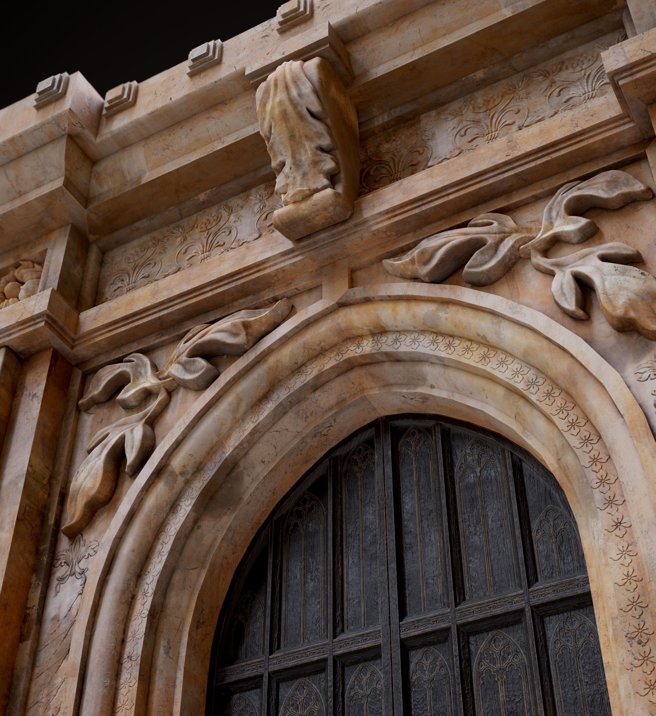 Five Medieval Doors with Arches 3D Model Collection_69