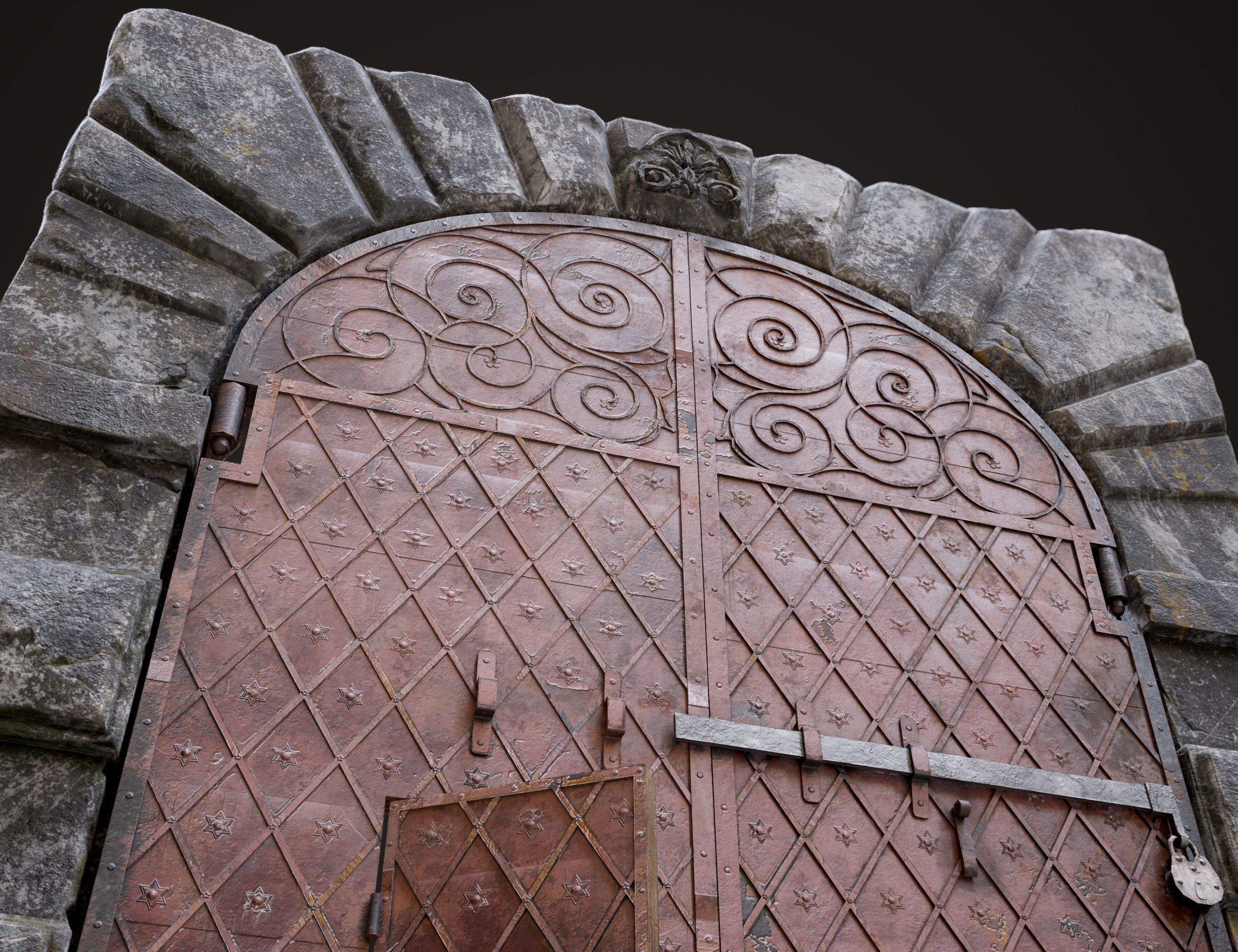 Five Medieval Doors with Arches 3D Model Collection_41
