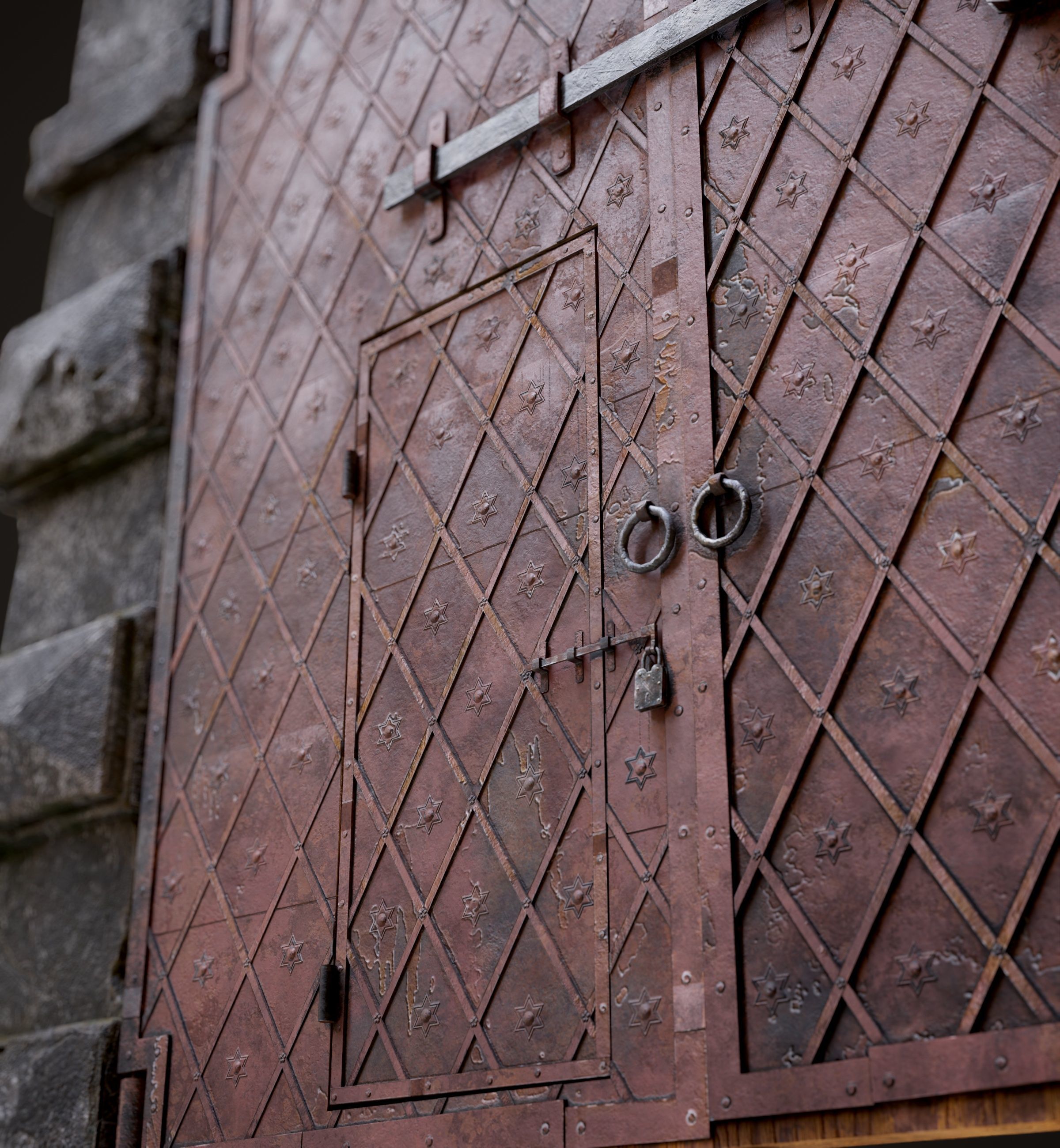 Five Medieval Doors with Arches 3D Model Collection_46