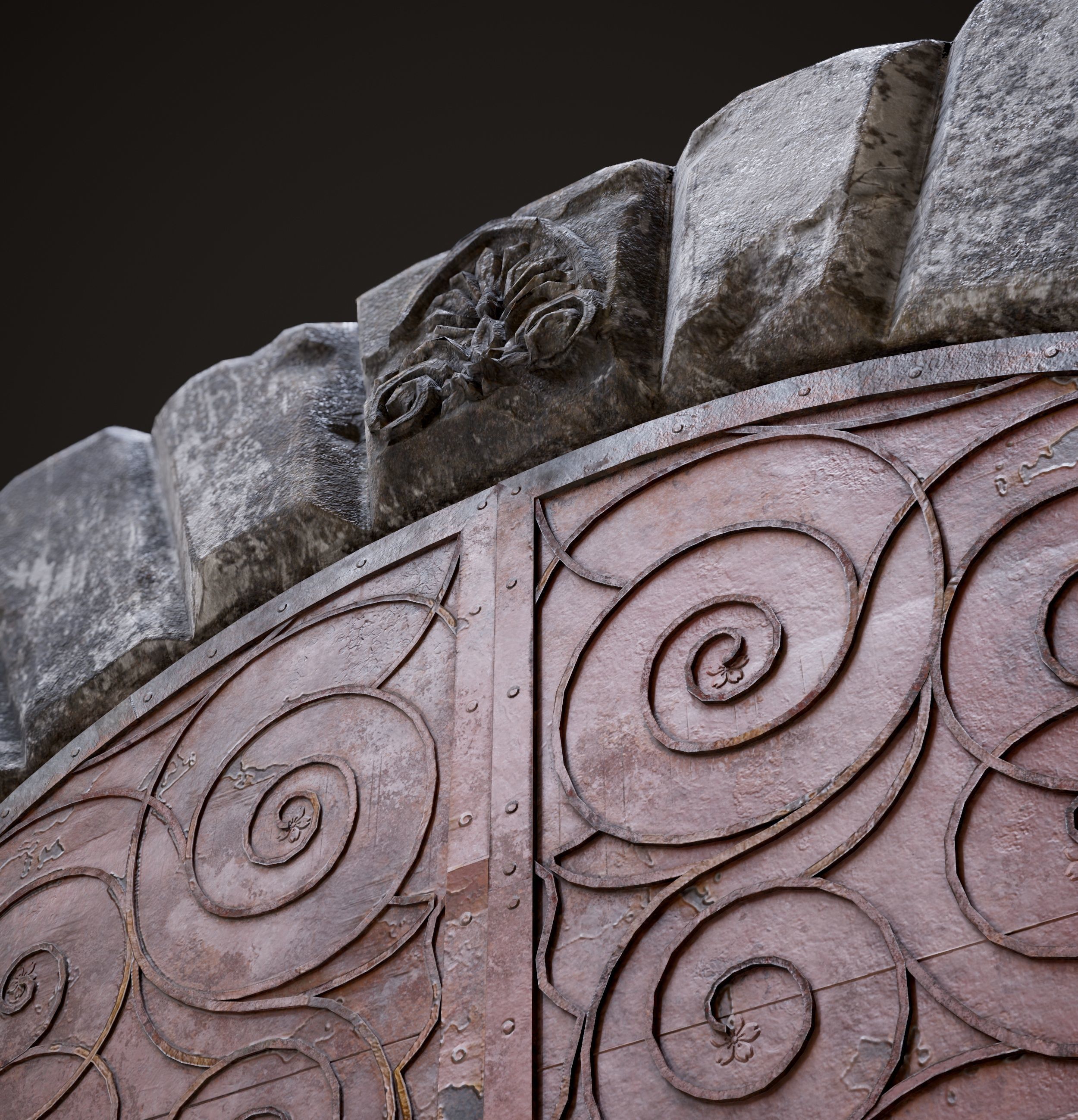 Five Medieval Doors with Arches 3D Model Collection_39