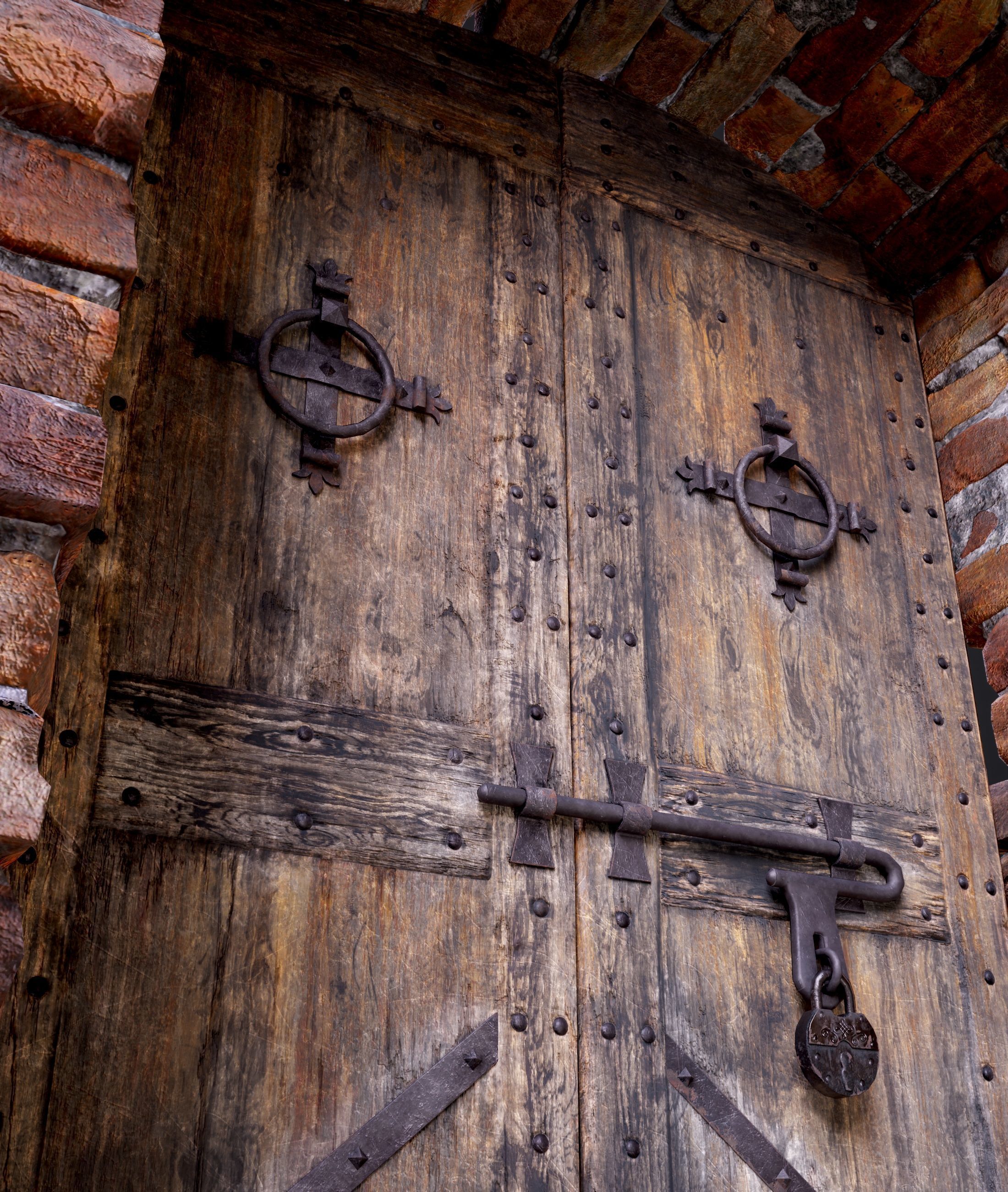 Five Medieval Doors with Arches 3D Model Collection_16