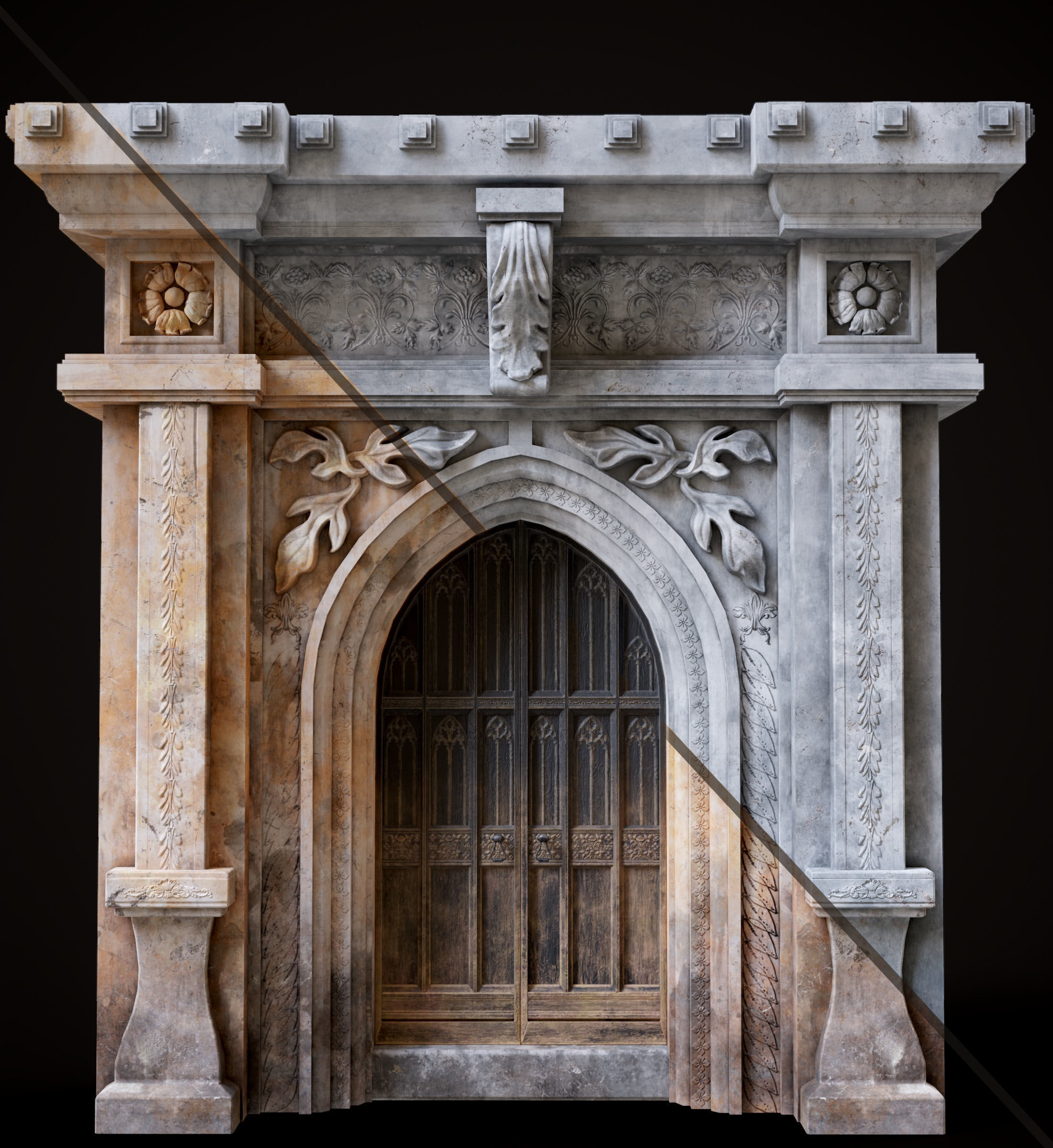 Five Medieval Doors with Arches 3D Model Collection_73