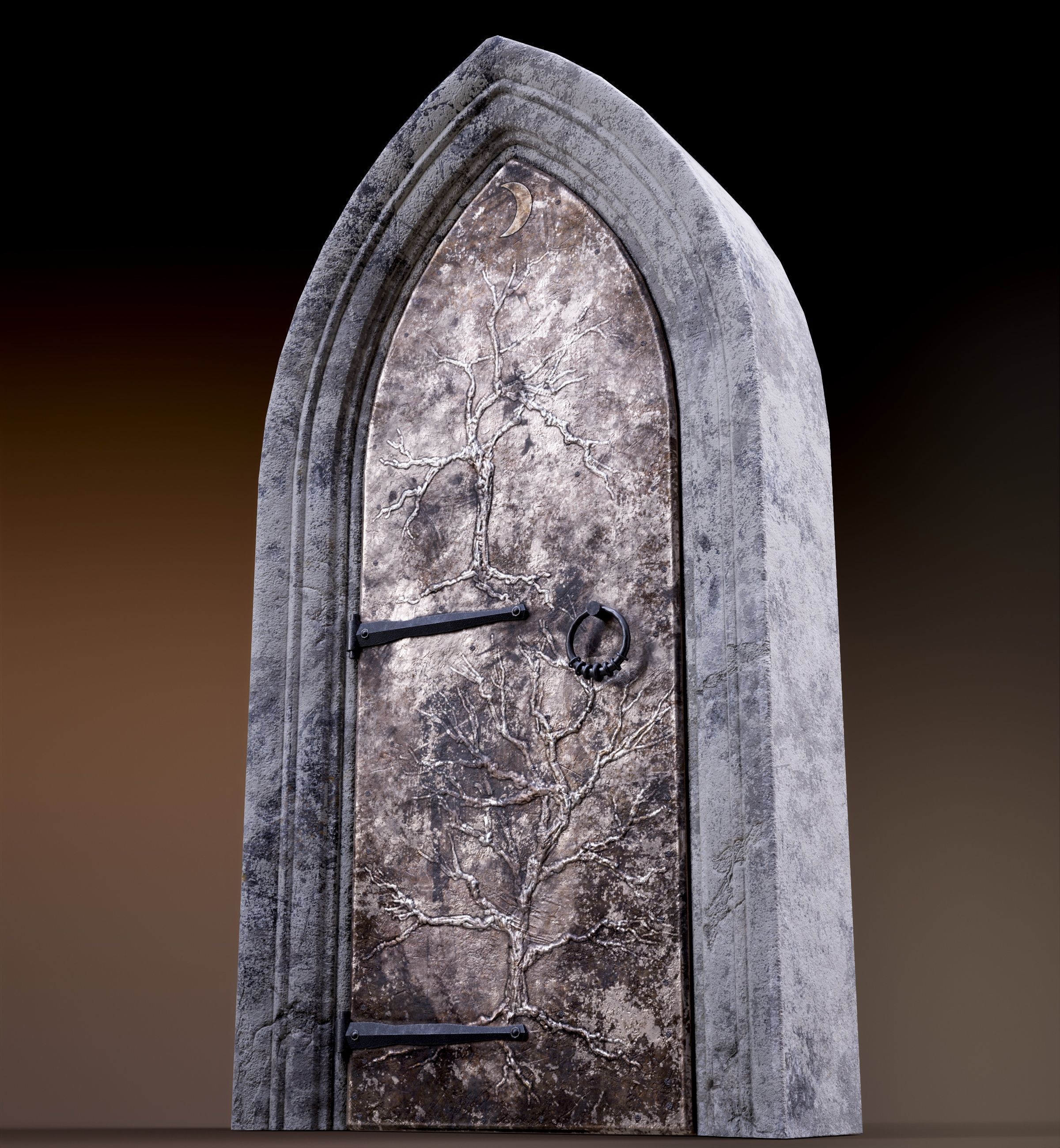 Five Medieval Doors with Arches 3D Model Collection_52