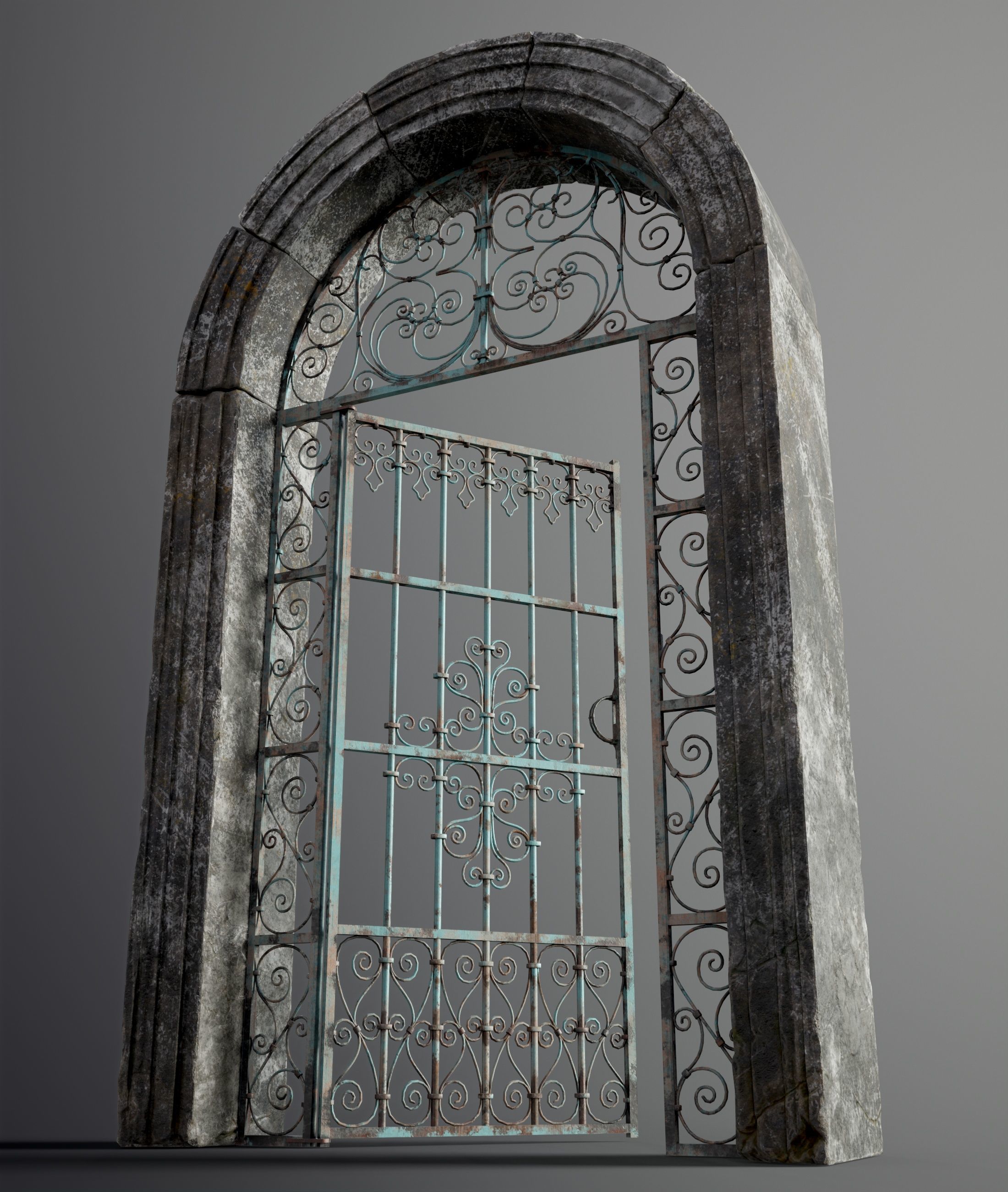 Five Medieval Doors with Arches 3D Model Collection_36