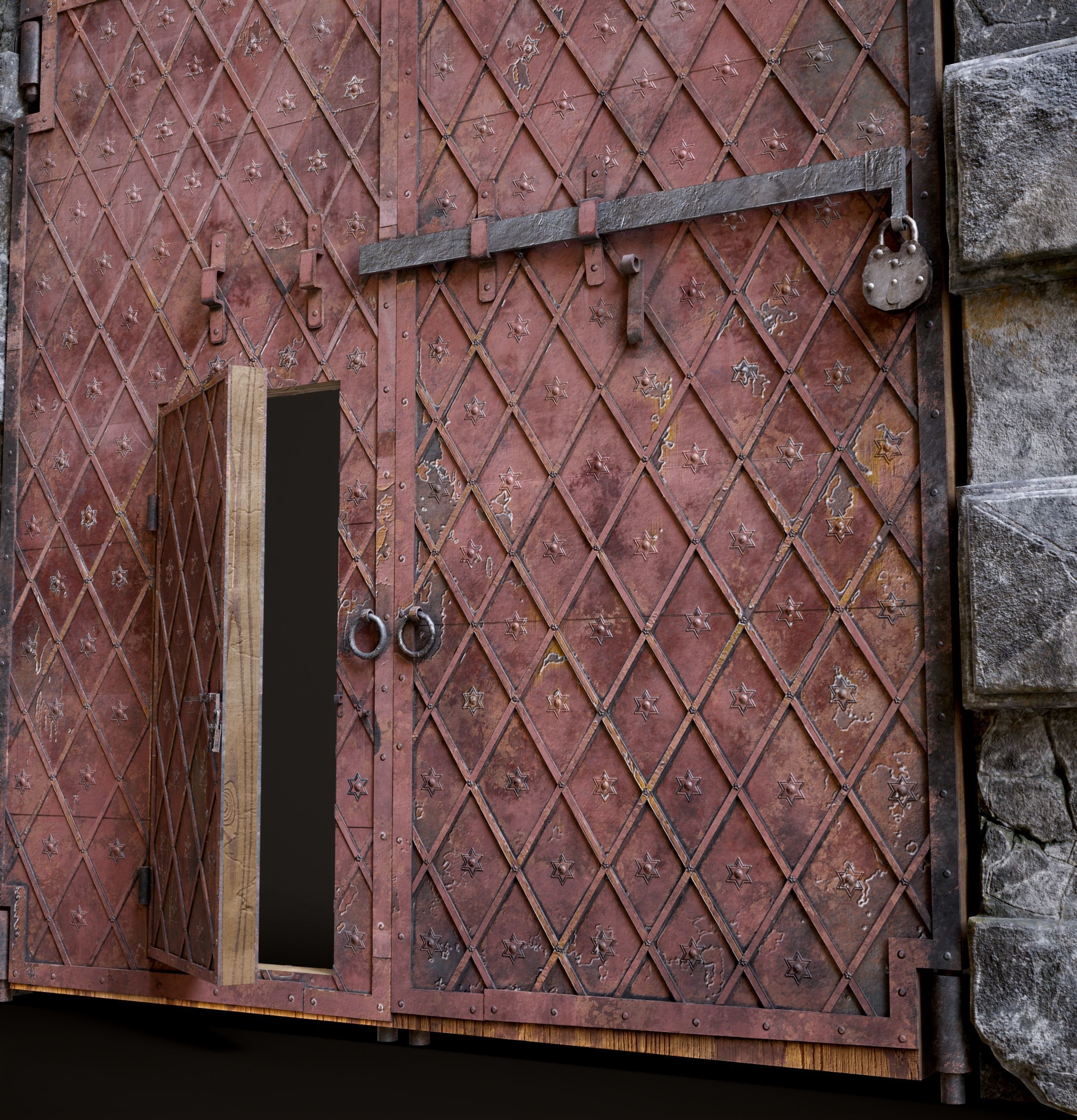 Five Medieval Doors with Arches 3D Model Collection_38