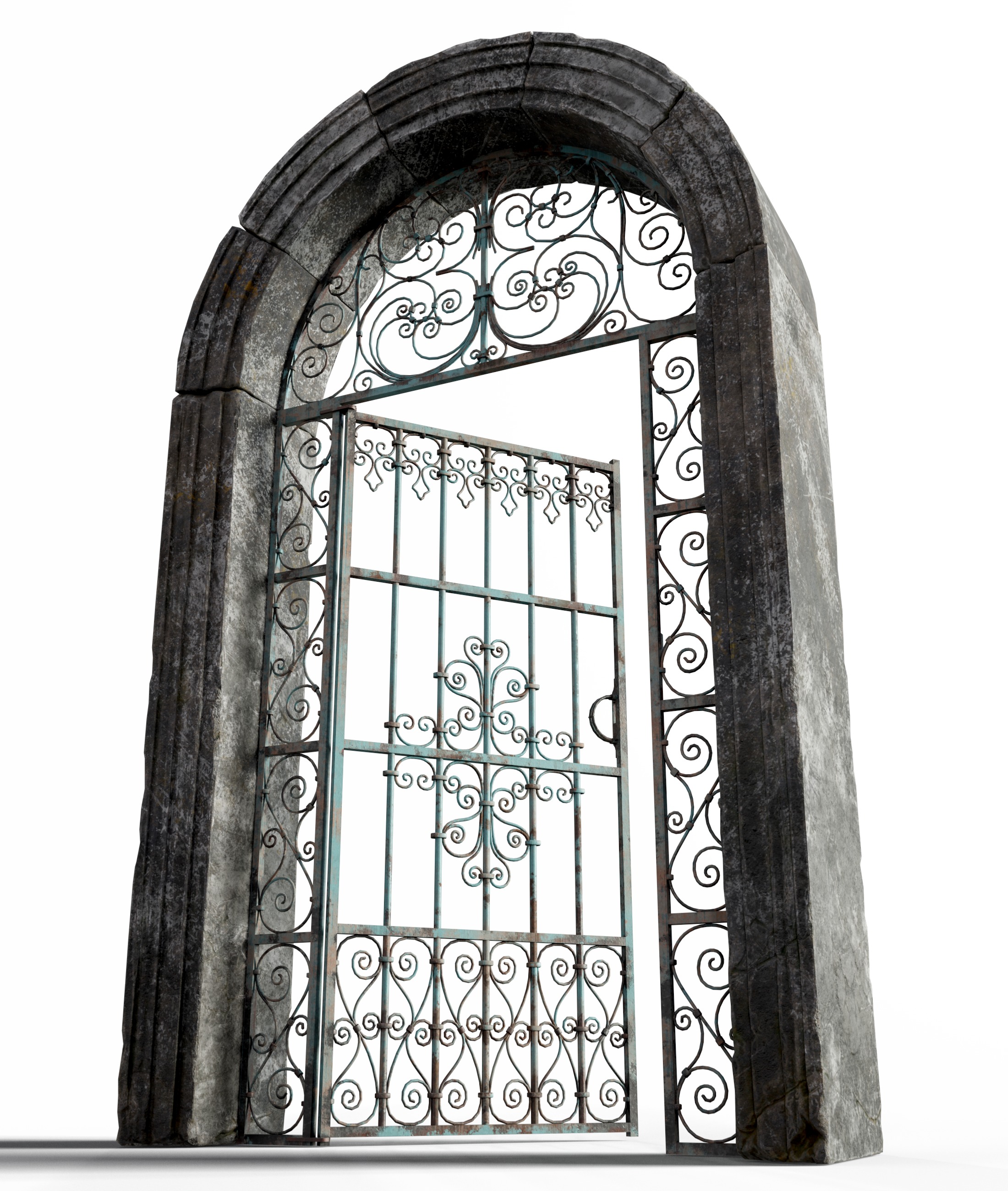 Five Medieval Doors with Arches 3D Model Collection_27