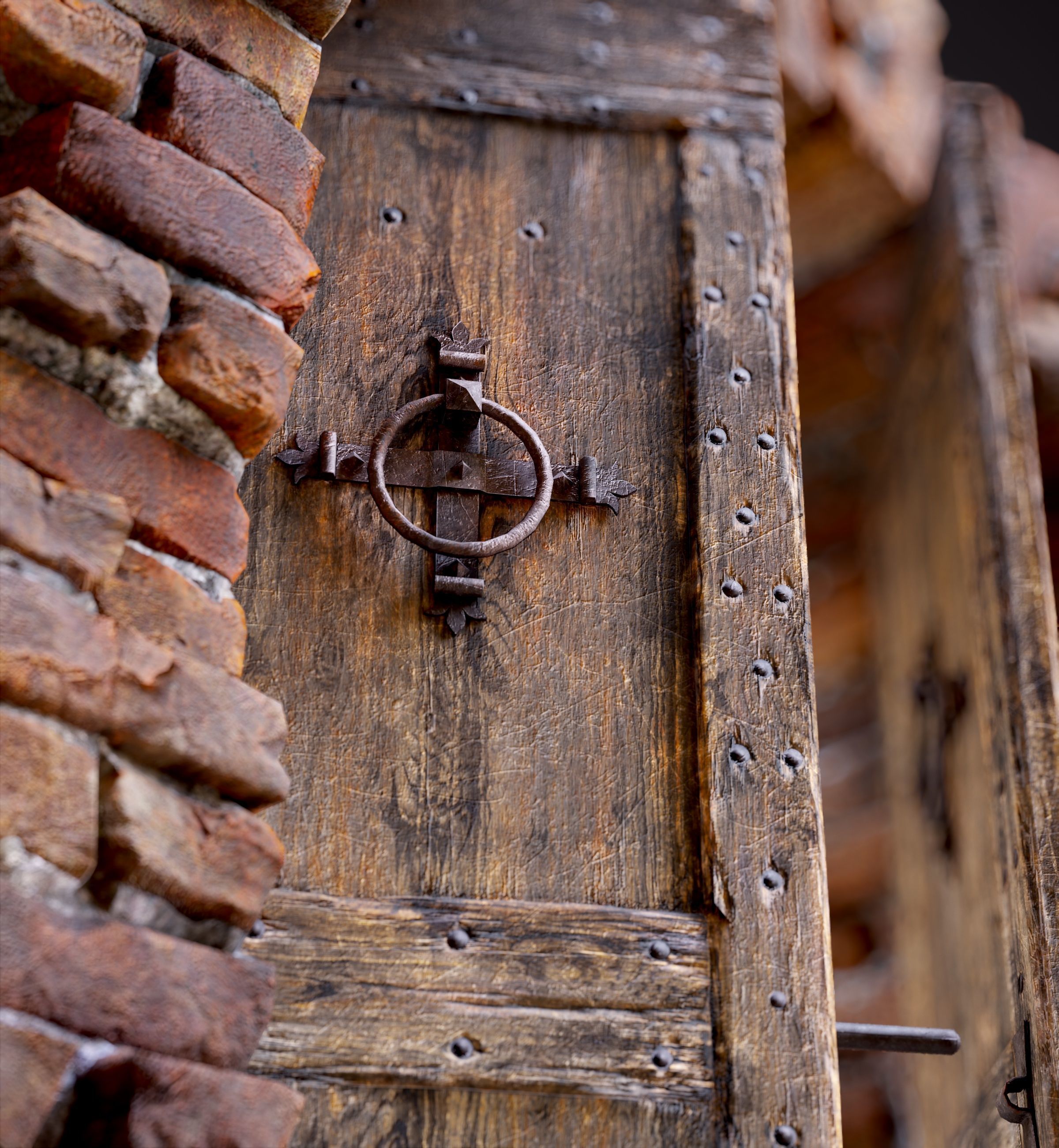 Five Medieval Doors with Arches 3D Model Collection_9