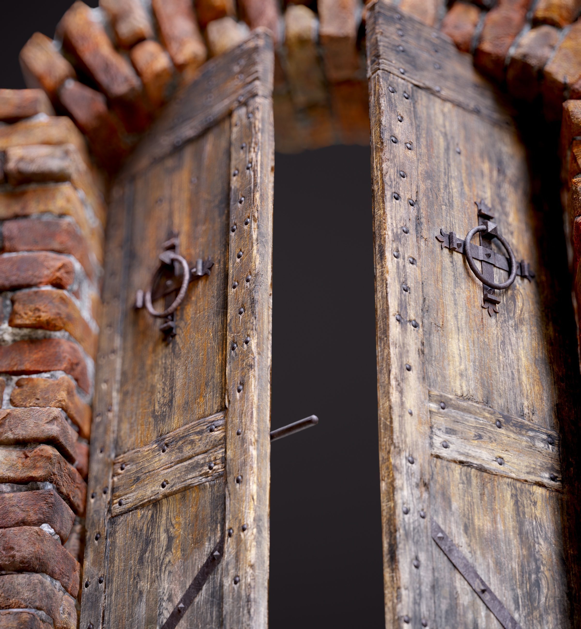 Five Medieval Doors with Arches 3D Model Collection_10