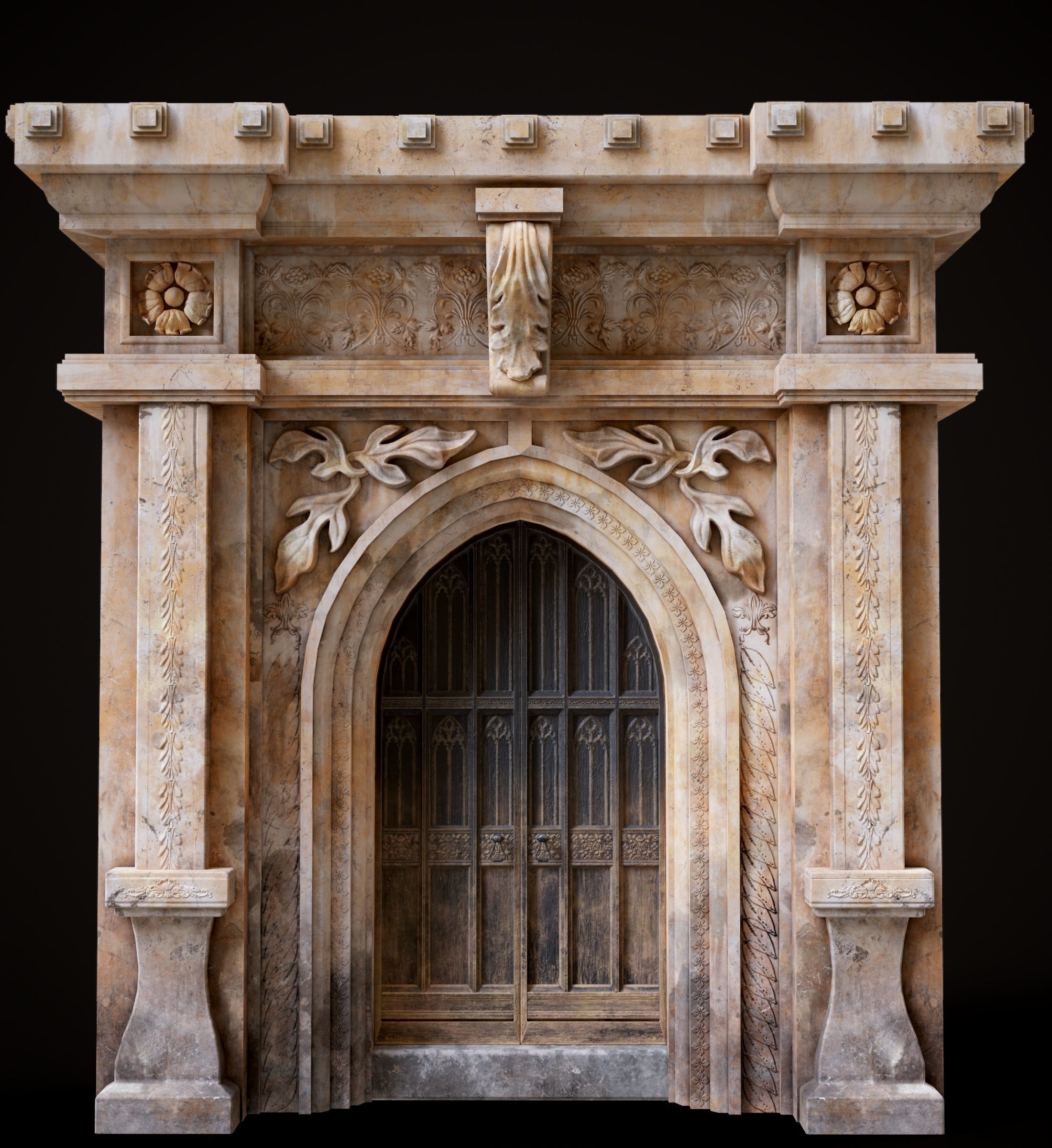 Five Medieval Doors with Arches 3D Model Collection_72