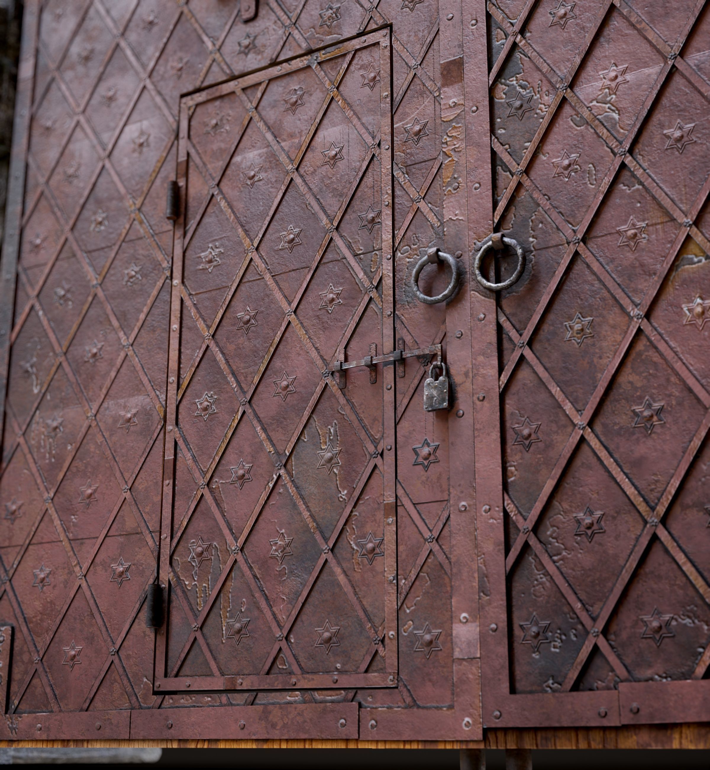 Five Medieval Doors with Arches 3D Model Collection_45