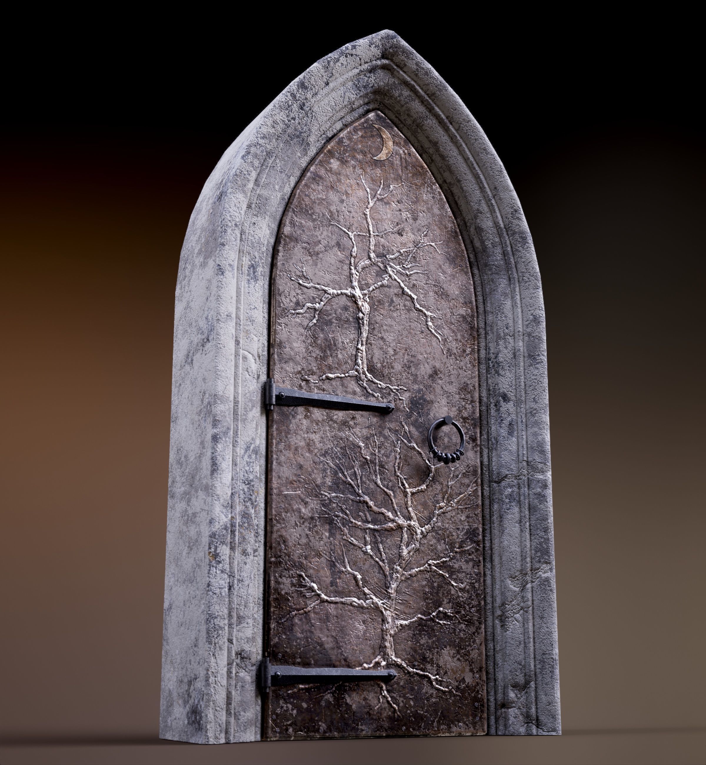Five Medieval Doors with Arches 3D Model Collection_51