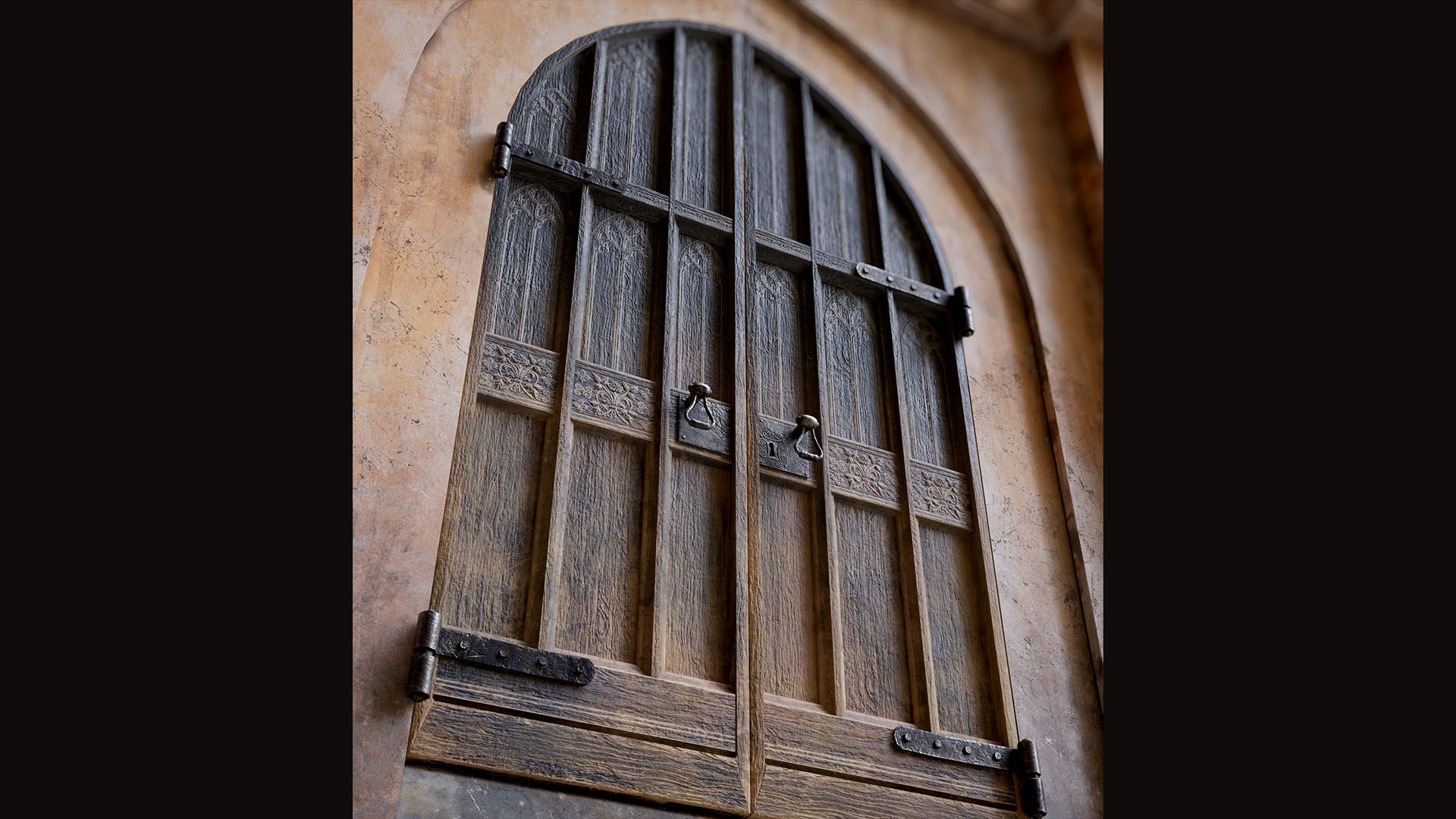 Five Medieval Doors with Arches 3D Model Collection_8