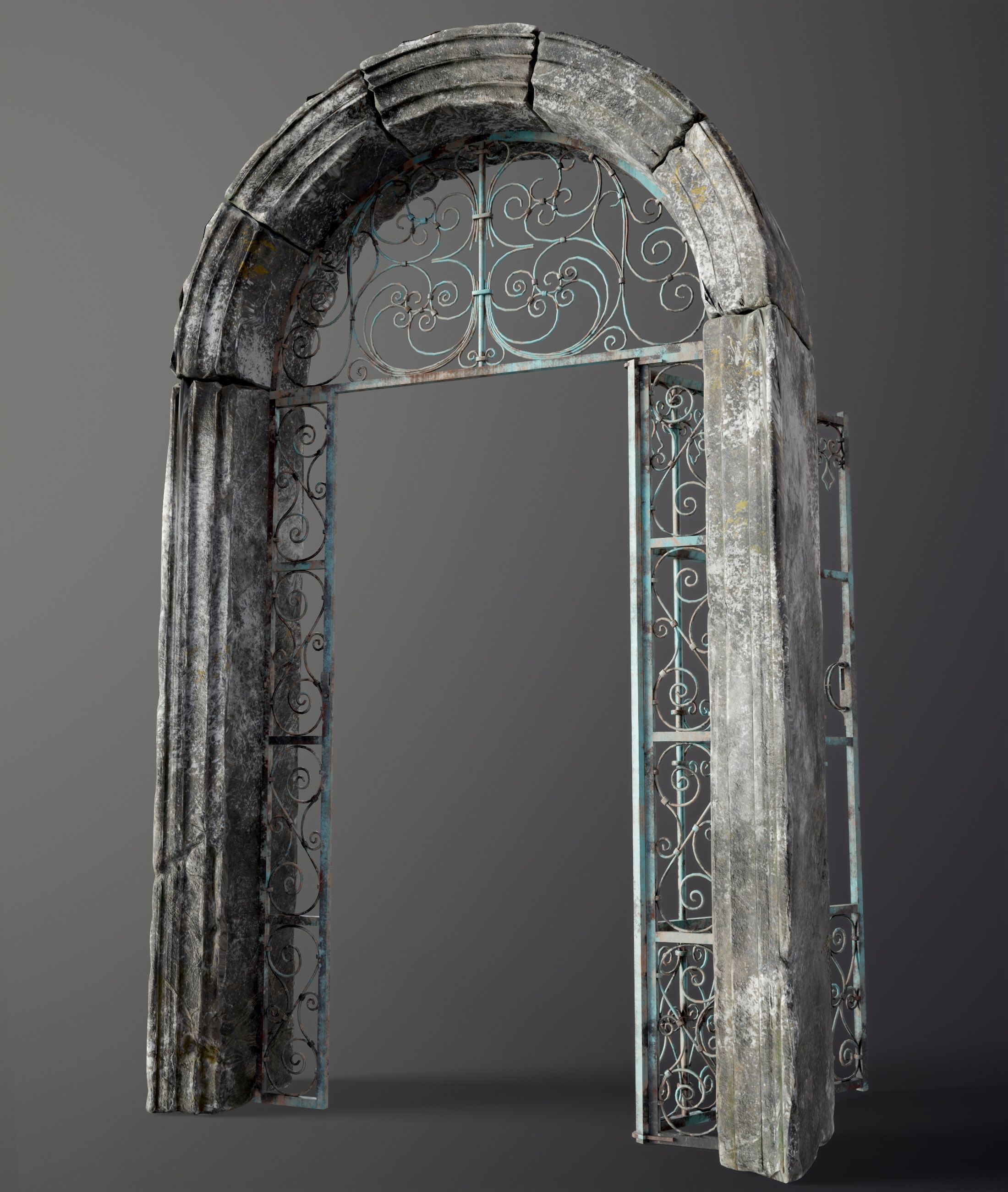 Five Medieval Doors with Arches 3D Model Collection_28