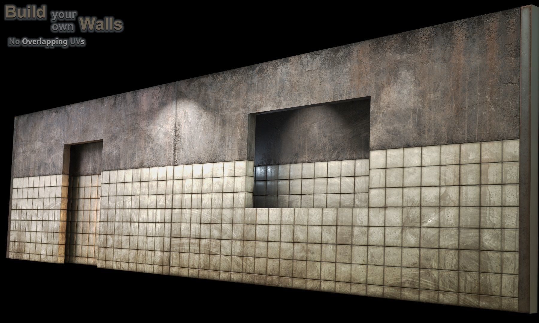 Wall modular Low-poly 3D model_6