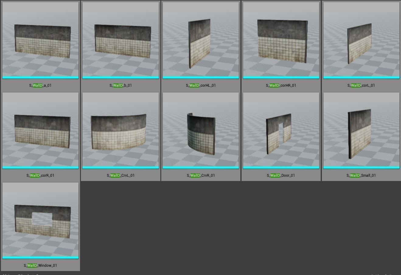 Wall modular Low-poly 3D model_3