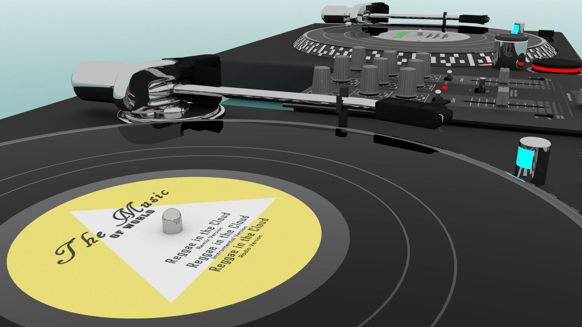 Turntable and Mixer Dj 3D model_5