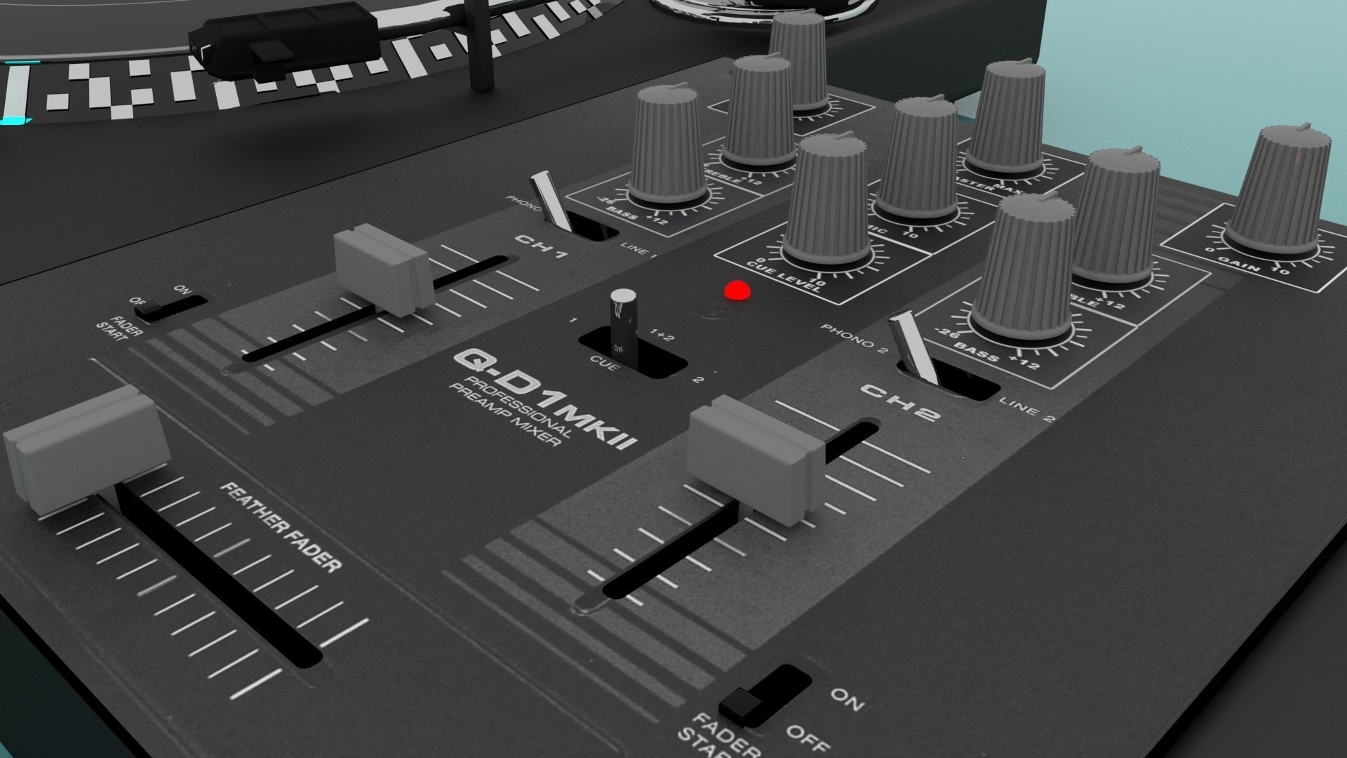 Turntable and Mixer Dj 3D model_3