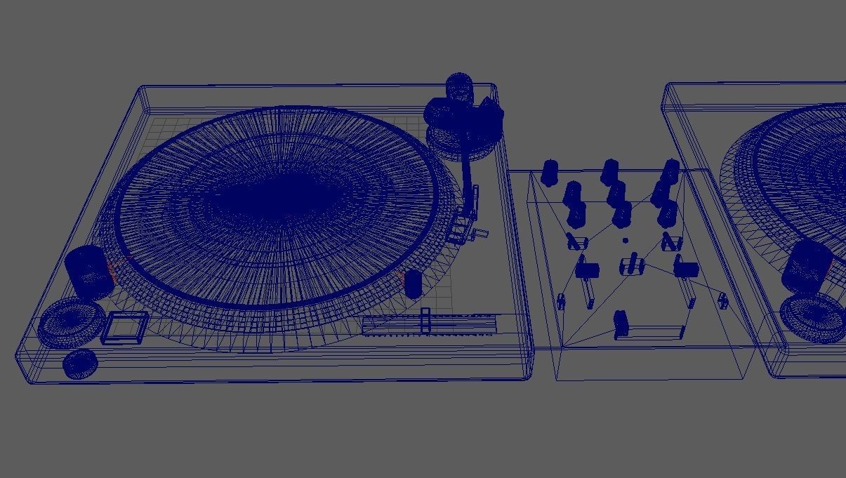 Turntable and Mixer Dj 3D model_9