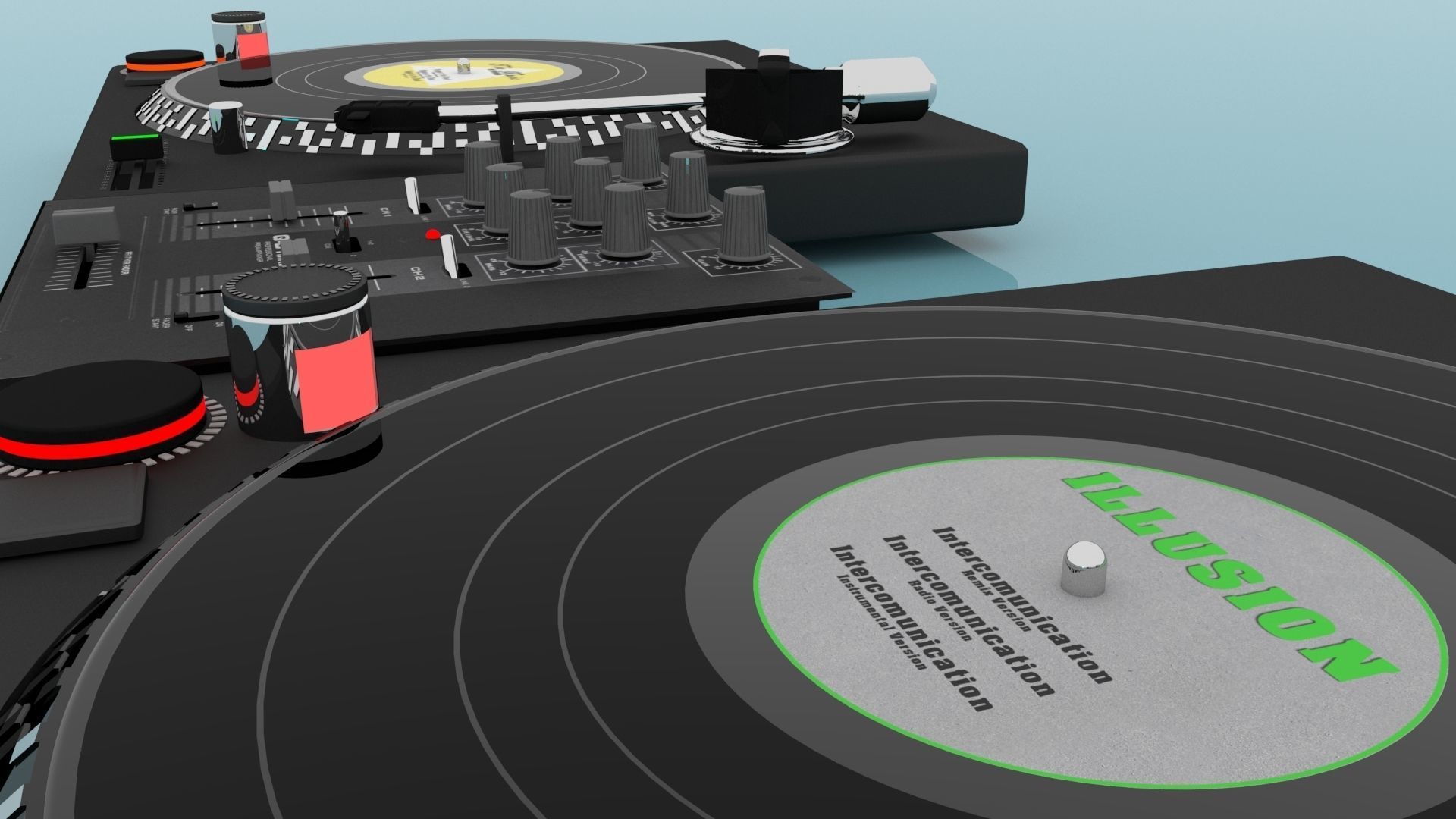 Turntable and Mixer Dj 3D model_6