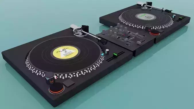Turntable and Mixer Dj 3D model
