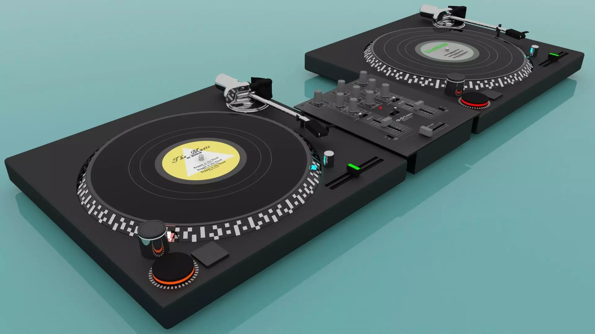 Turntable and Mixer Dj 3D model_0