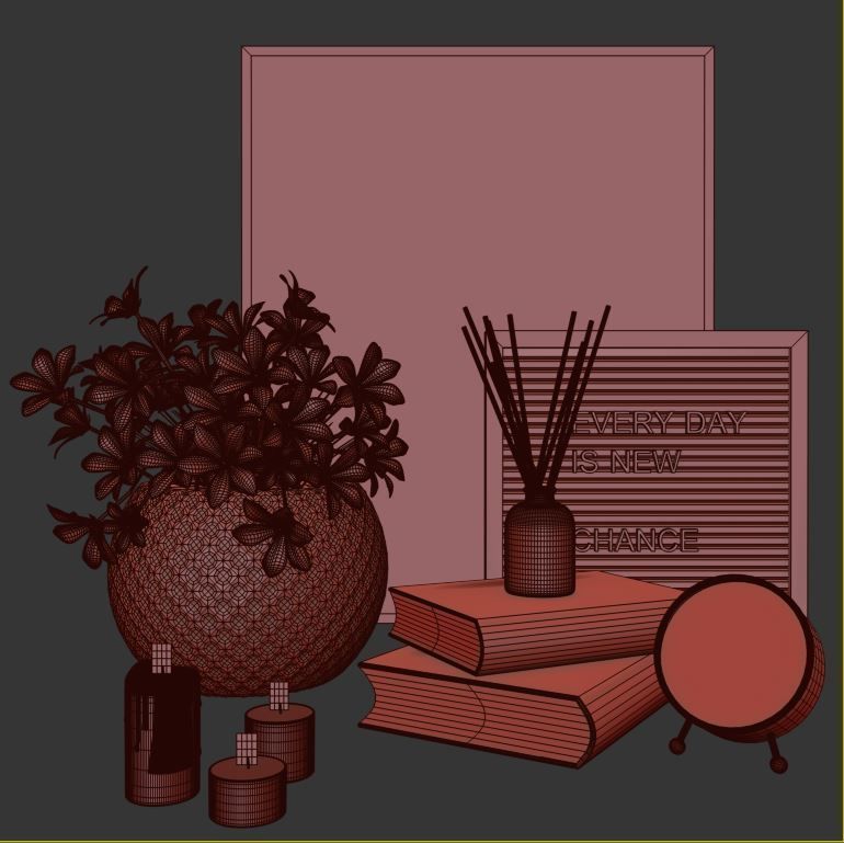 black and gold decorative set 3D model_3