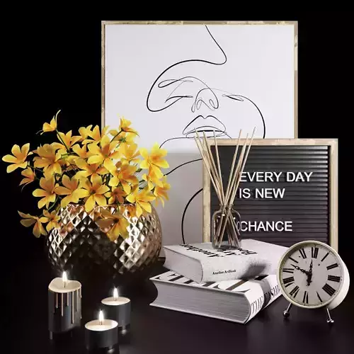 black and gold decorative set 3D model