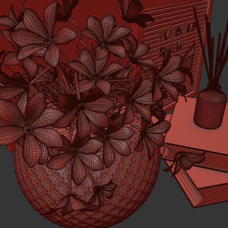 black and gold decorative set 3D model_4