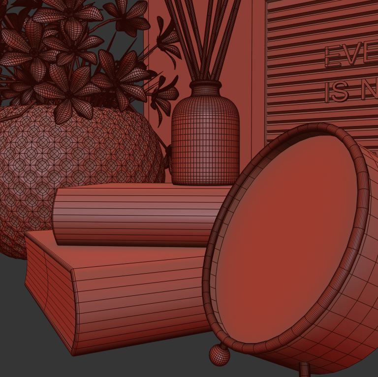 black and gold decorative set 3D model_5