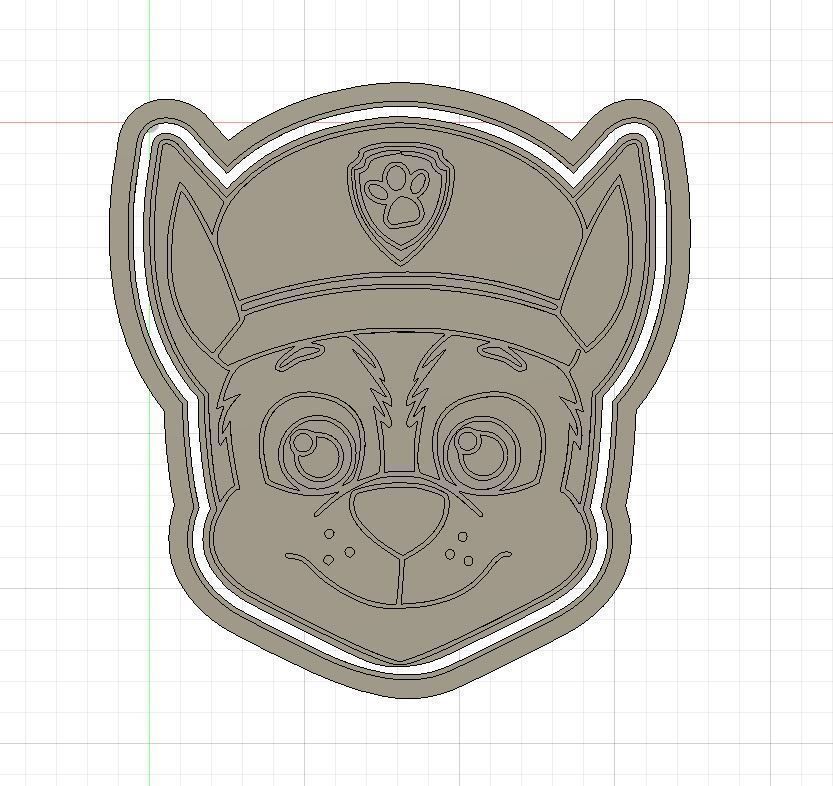 Paw Patrol Chase Cookie and Fondant Cutter with Embosser 3D print model_1