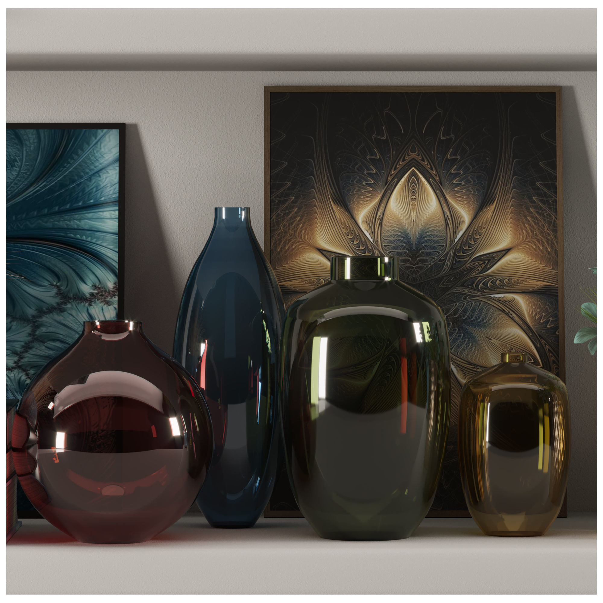 blue decorative set 3D model_4