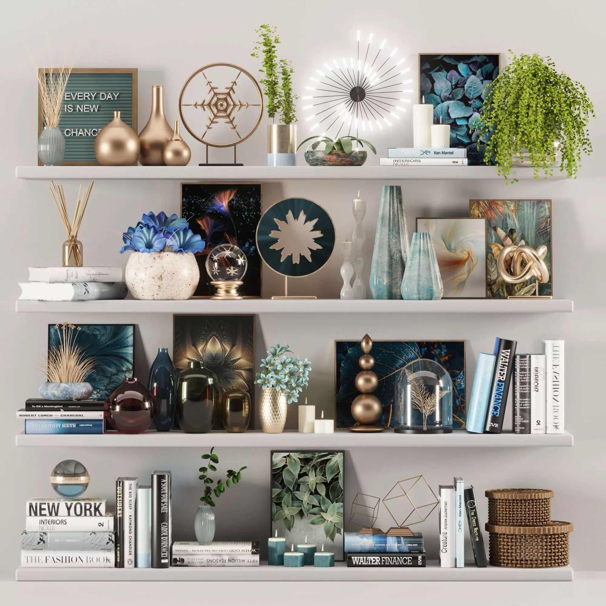 blue decorative set 3D model_0