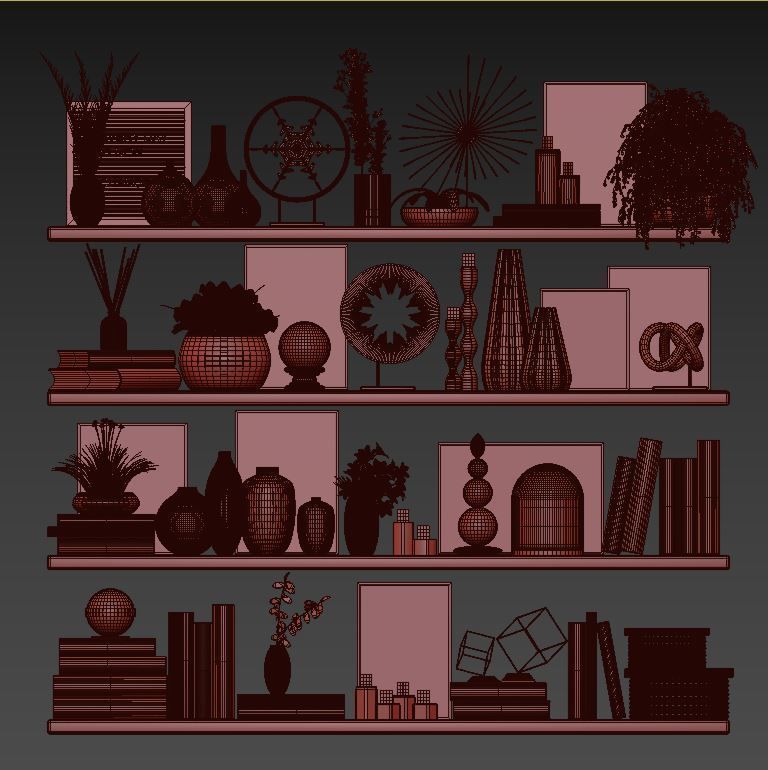 blue decorative set 3D model_5