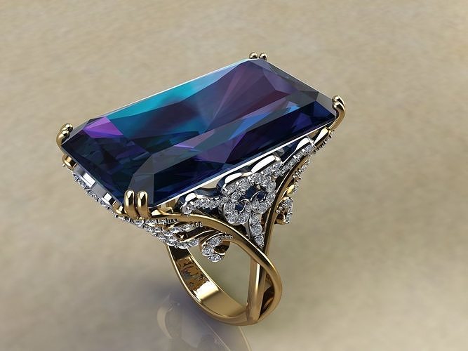 RING with  Big Gem 3D print model
