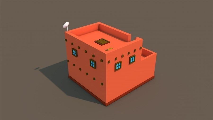 Low Poly Arab House Low-poly 3D model_2