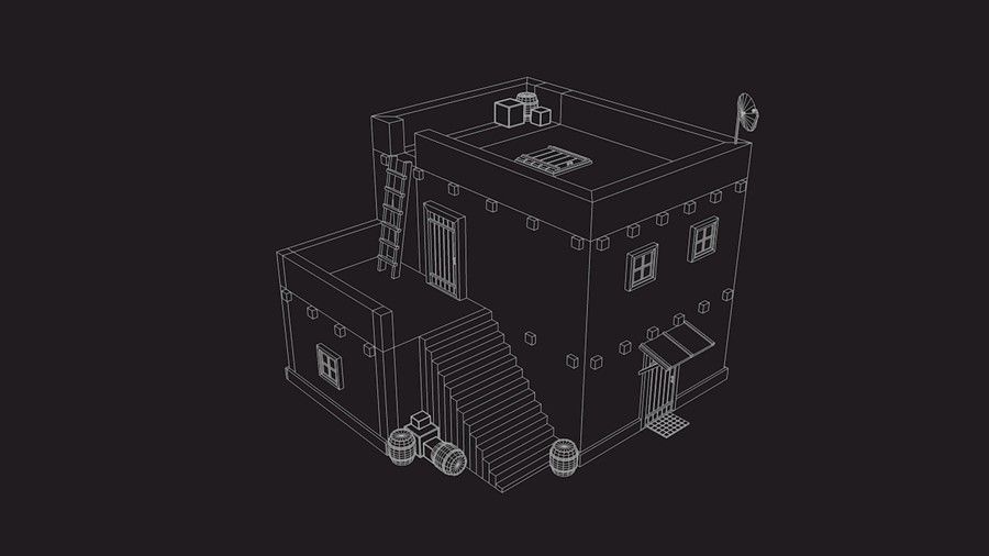 Low Poly Arab House Low-poly 3D model_5
