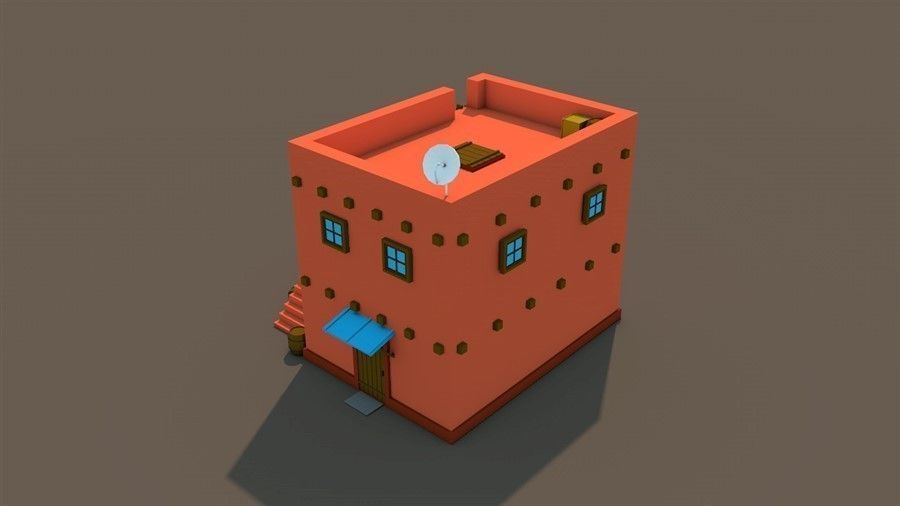 Low Poly Arab House Low-poly 3D model_1