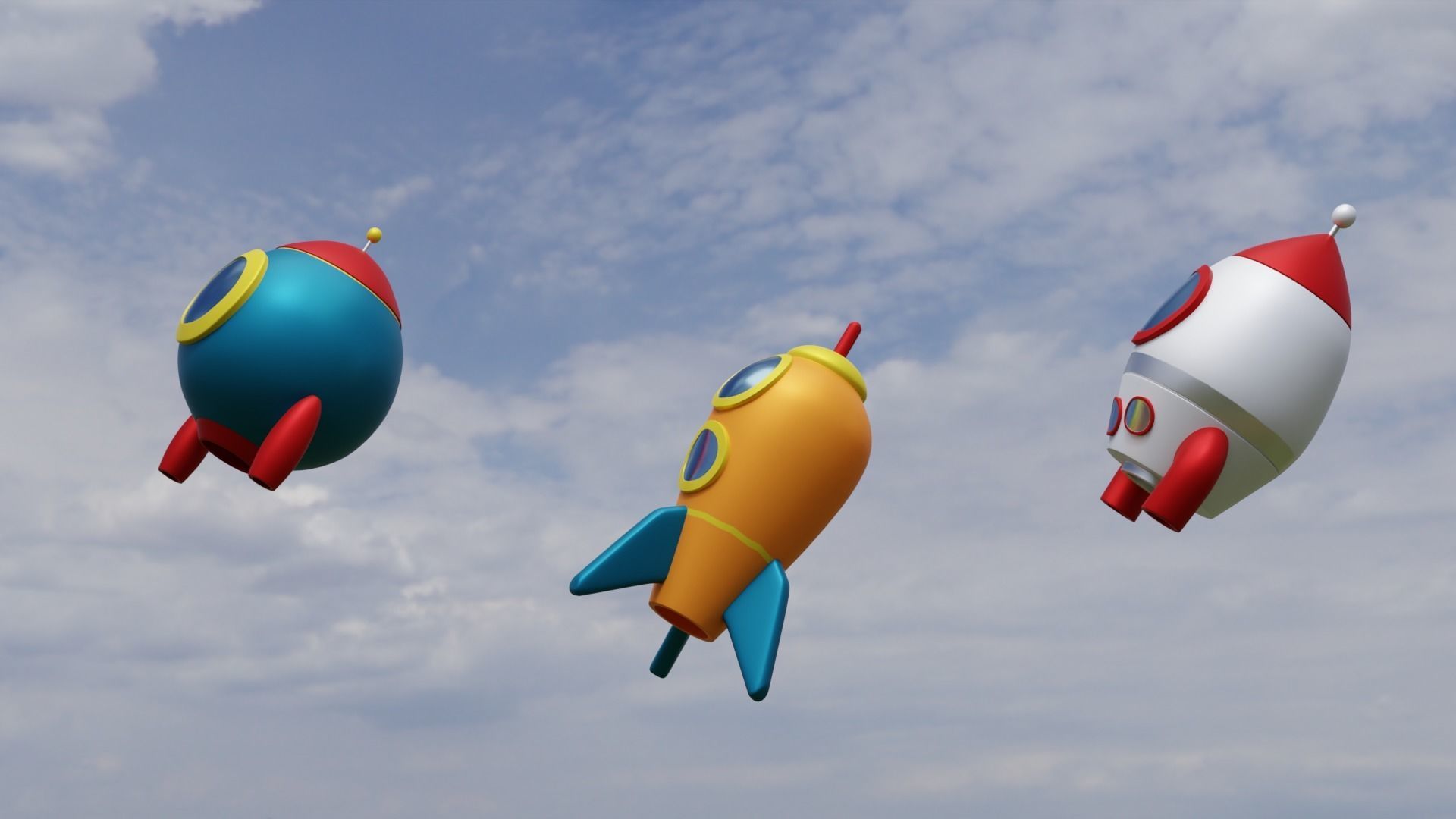 Spaceship Cartoon Low-poly 3D model_2