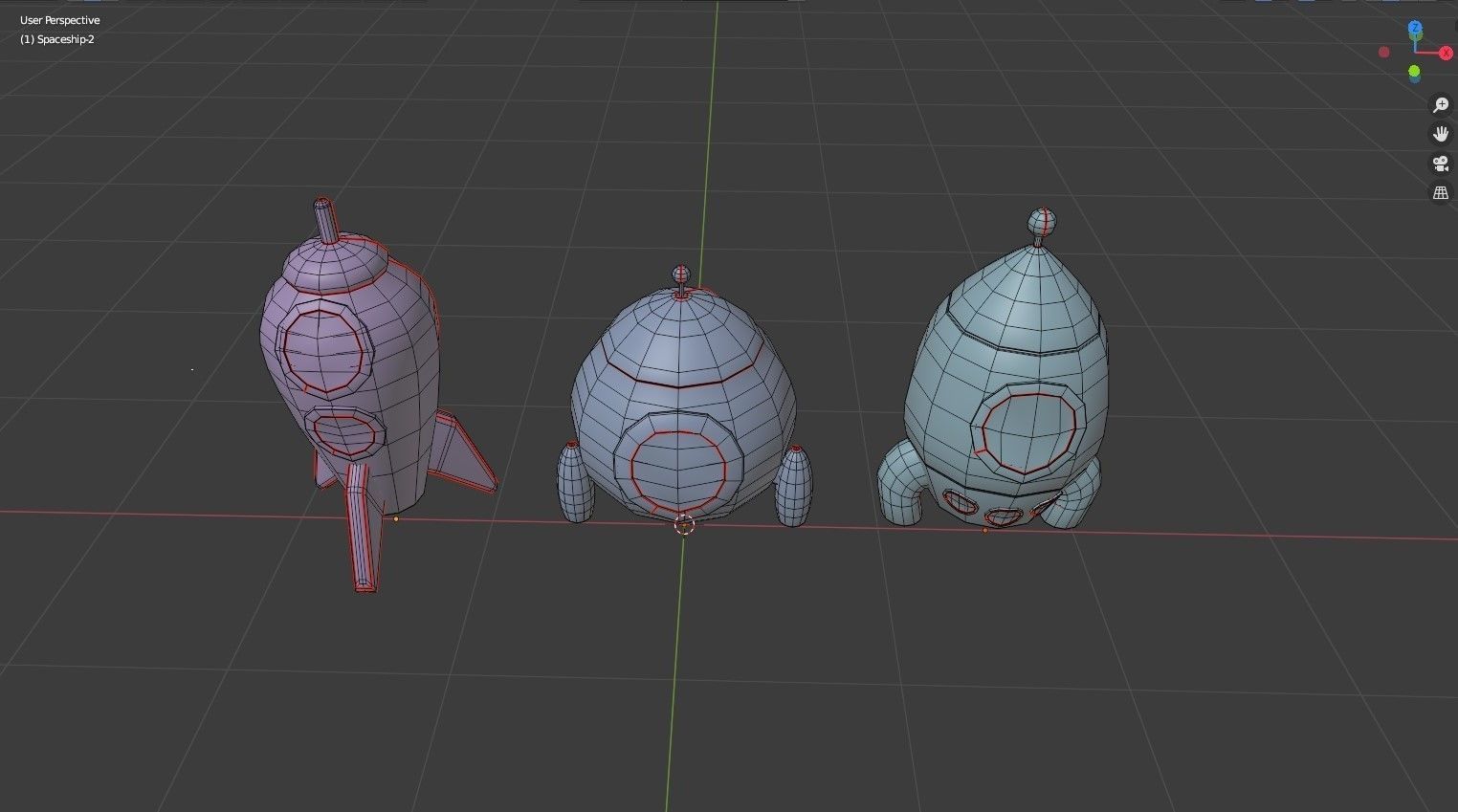 Spaceship Cartoon Low-poly 3D model_7