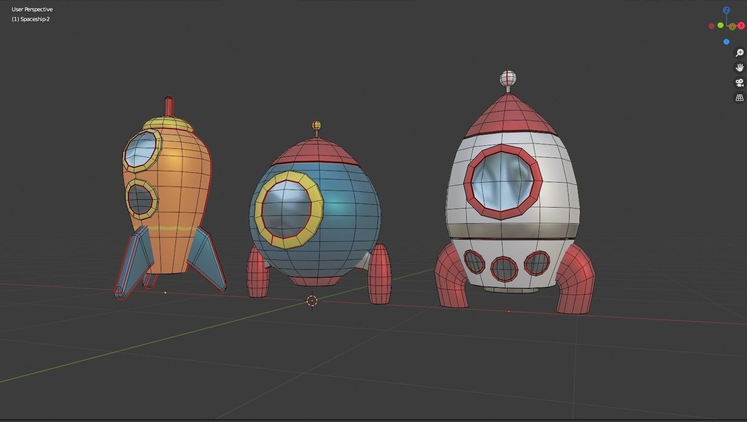 Spaceship Cartoon Low-poly 3D model_6