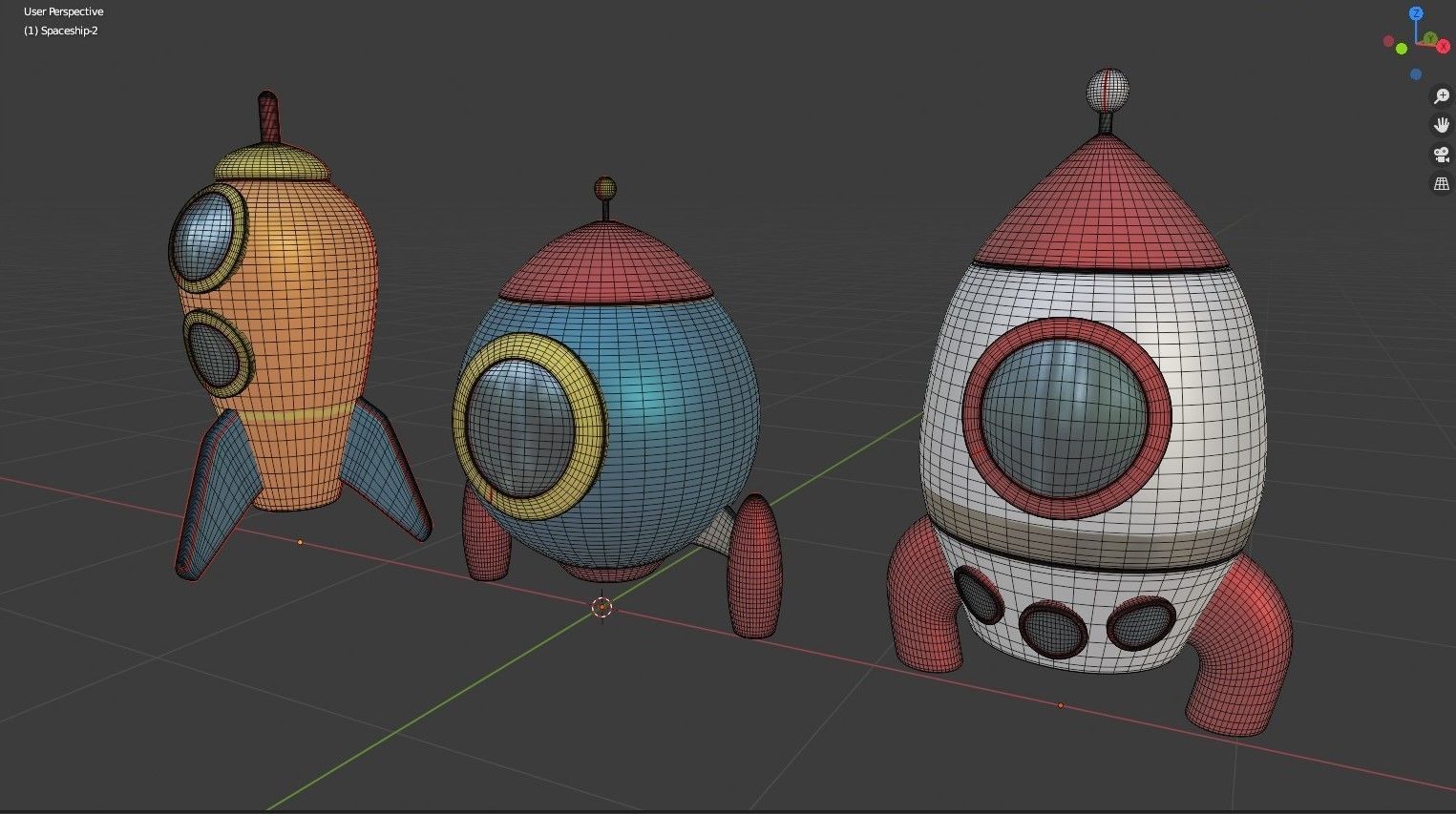 Spaceship Cartoon Low-poly 3D model_8