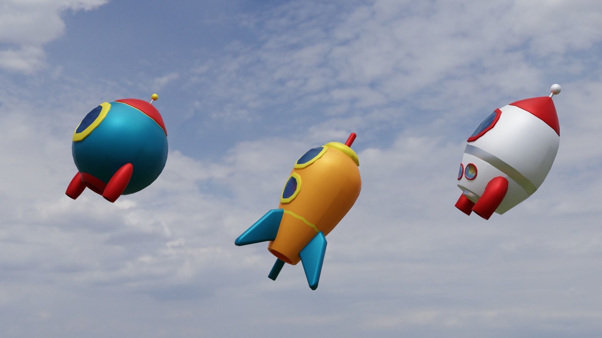 Spaceship Cartoon Low-poly 3D model_5