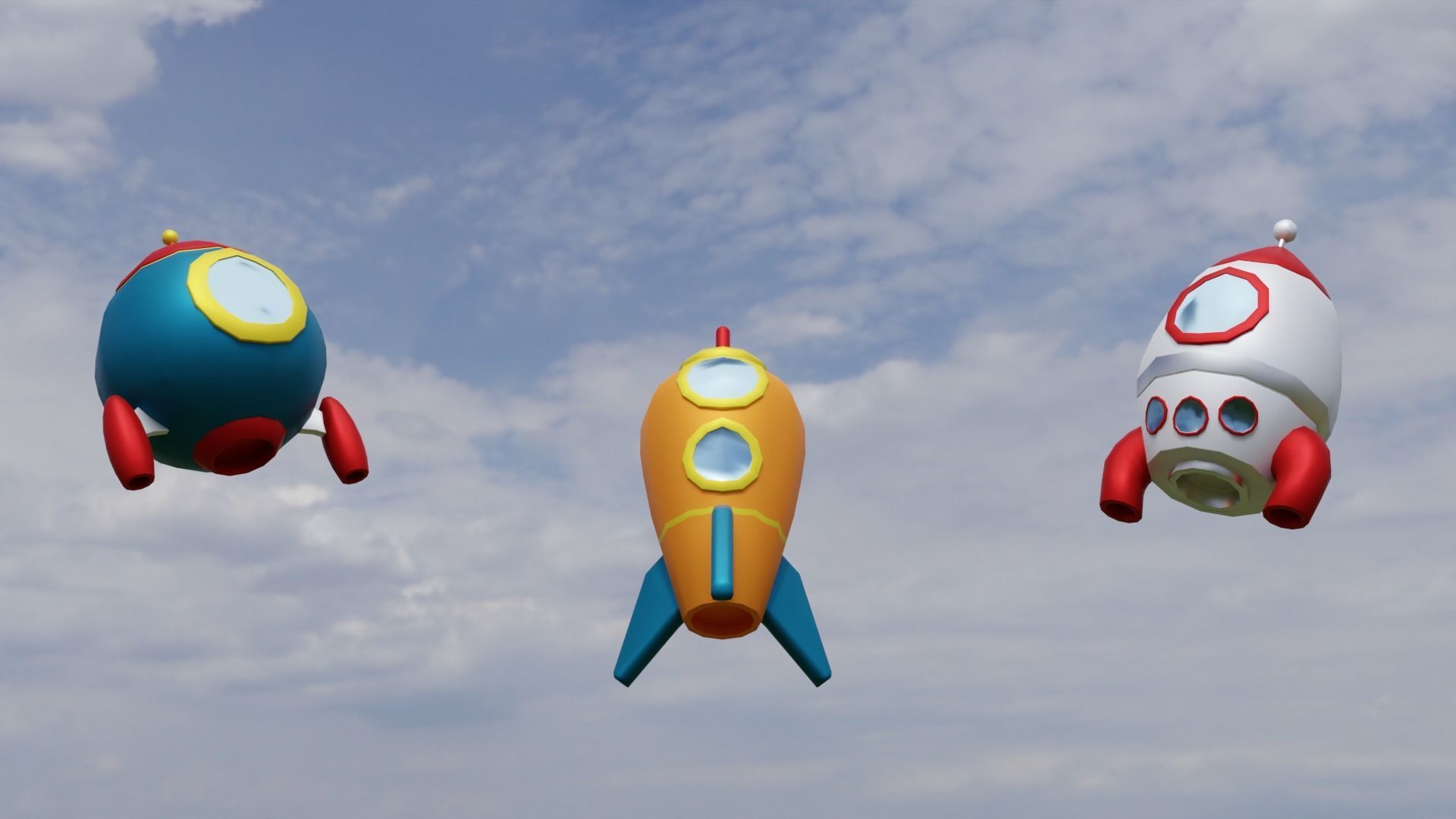 Spaceship Cartoon Low-poly 3D model_4