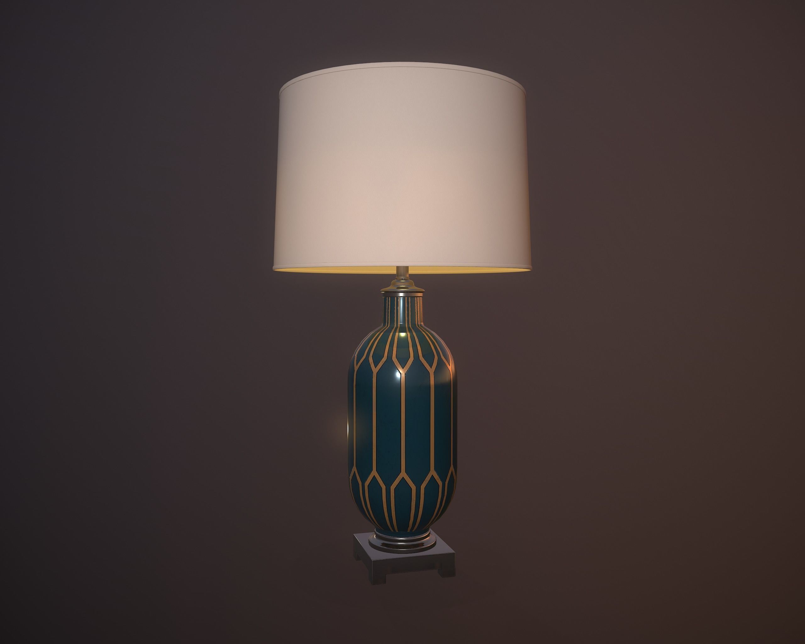 Blue ceramic table lamp Low-poly 3D model_4