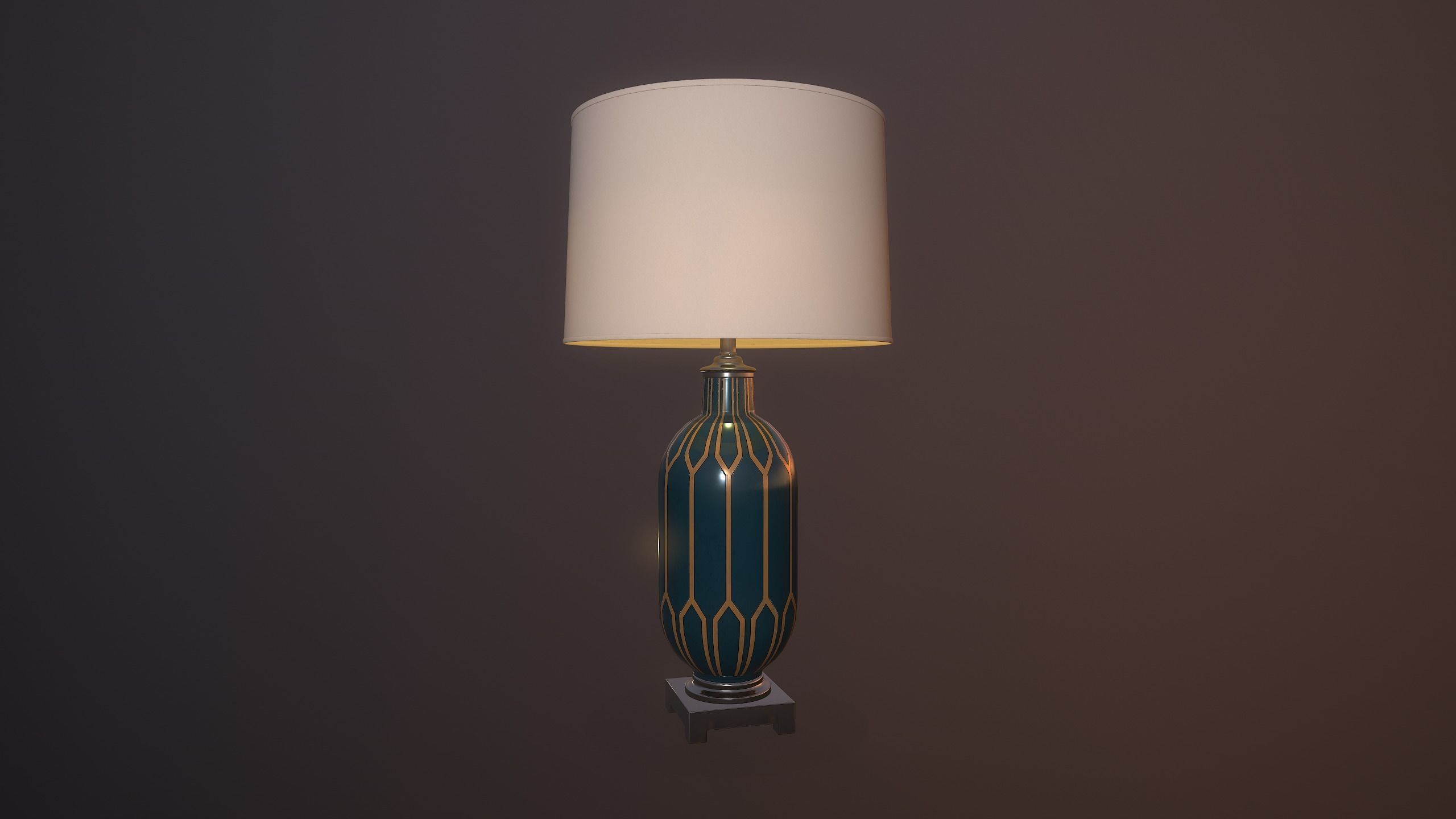 Blue ceramic table lamp Low-poly 3D model_3