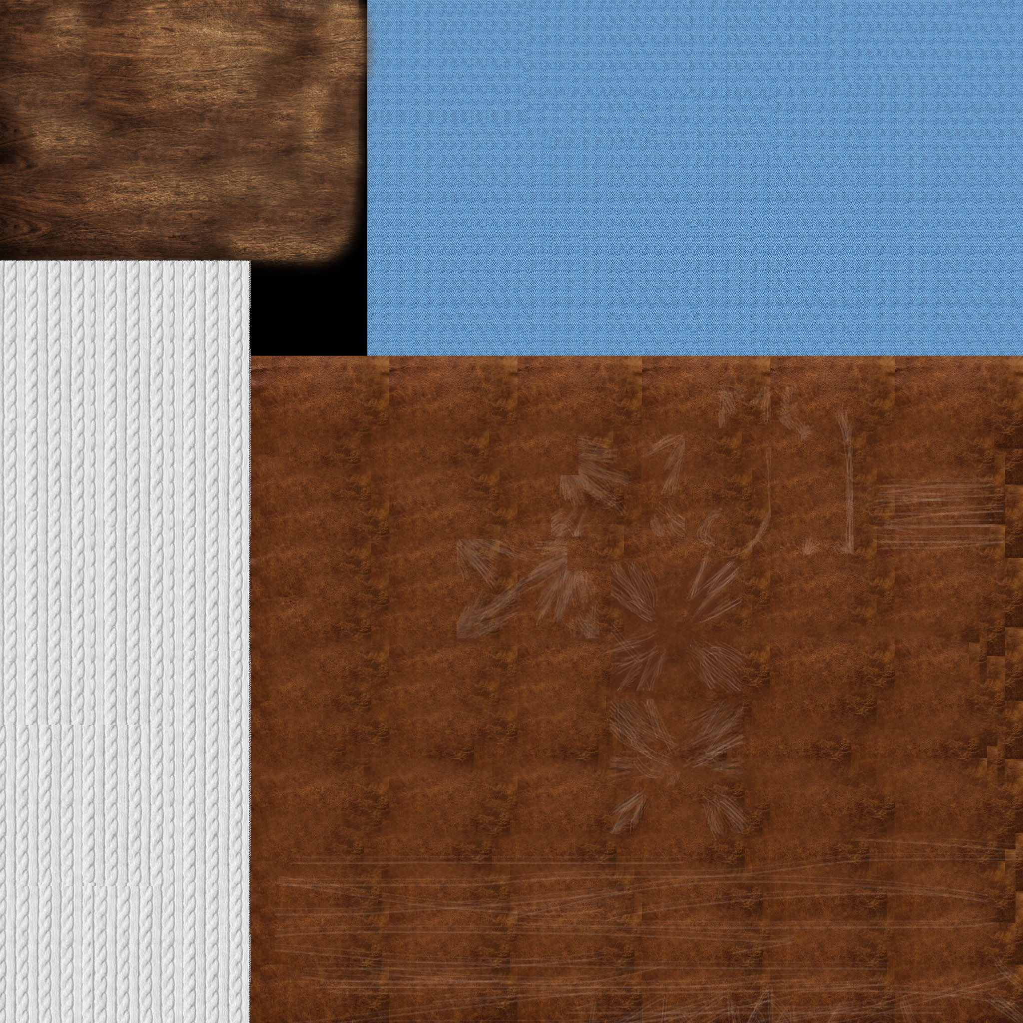 Couch with blanket and pillow scene Low-poly 3D model_4