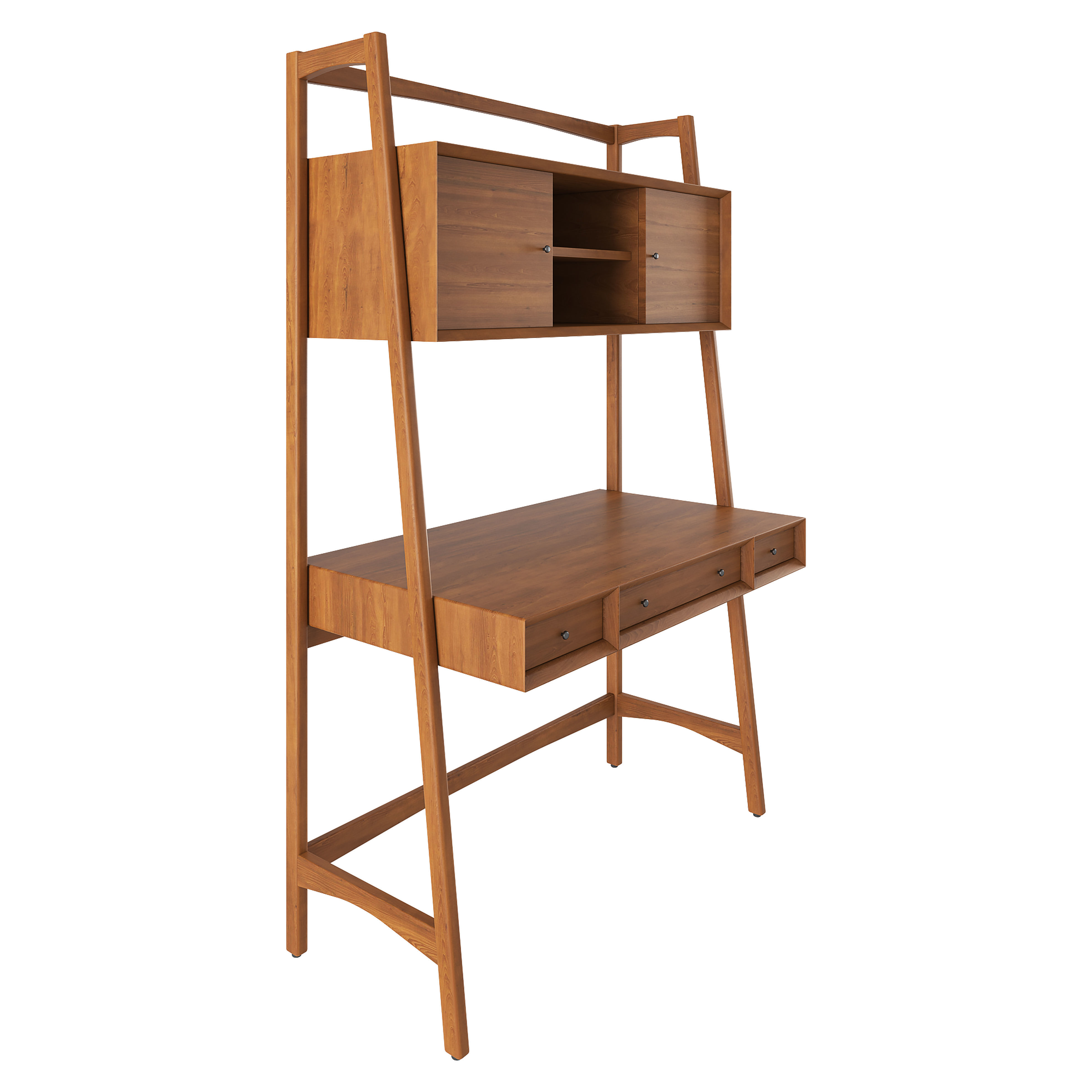 Mid-Century bookshelf - drawer 2 Low-poly 3D model_4