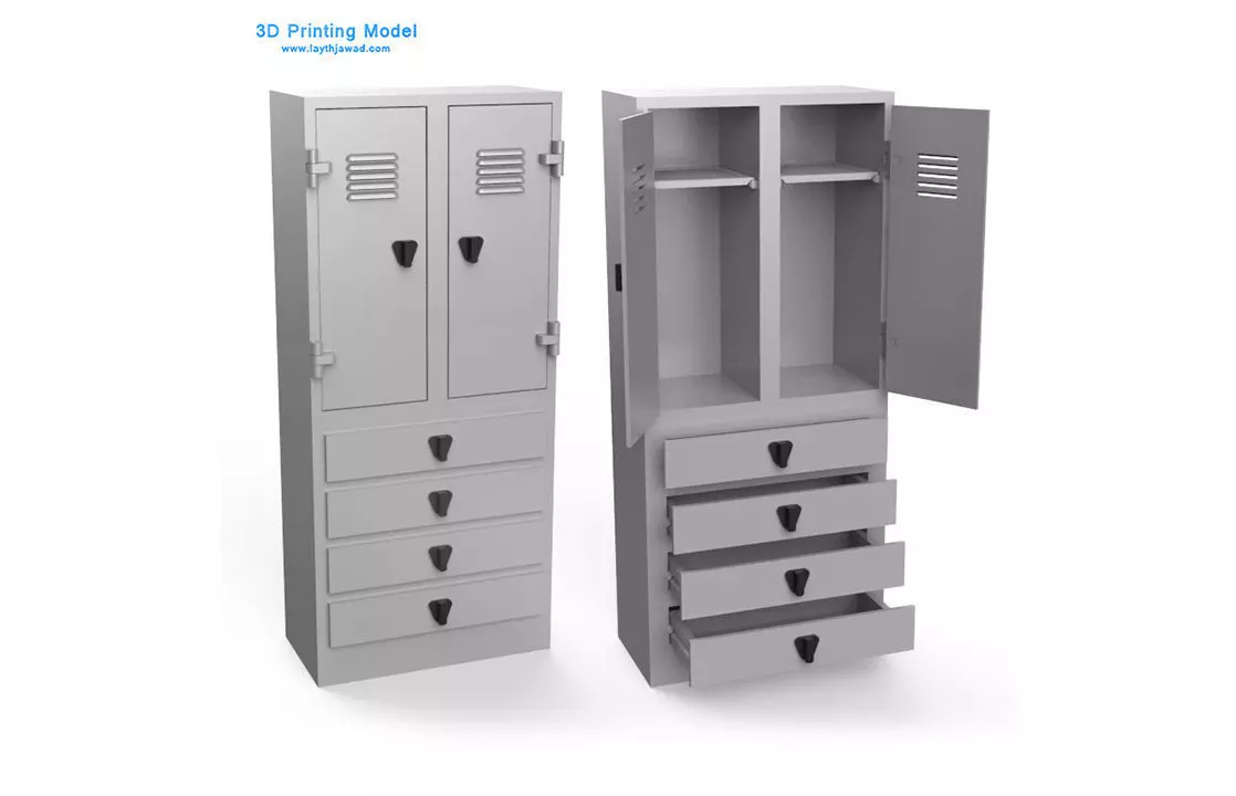 Locker metal with three drawers 3D print model