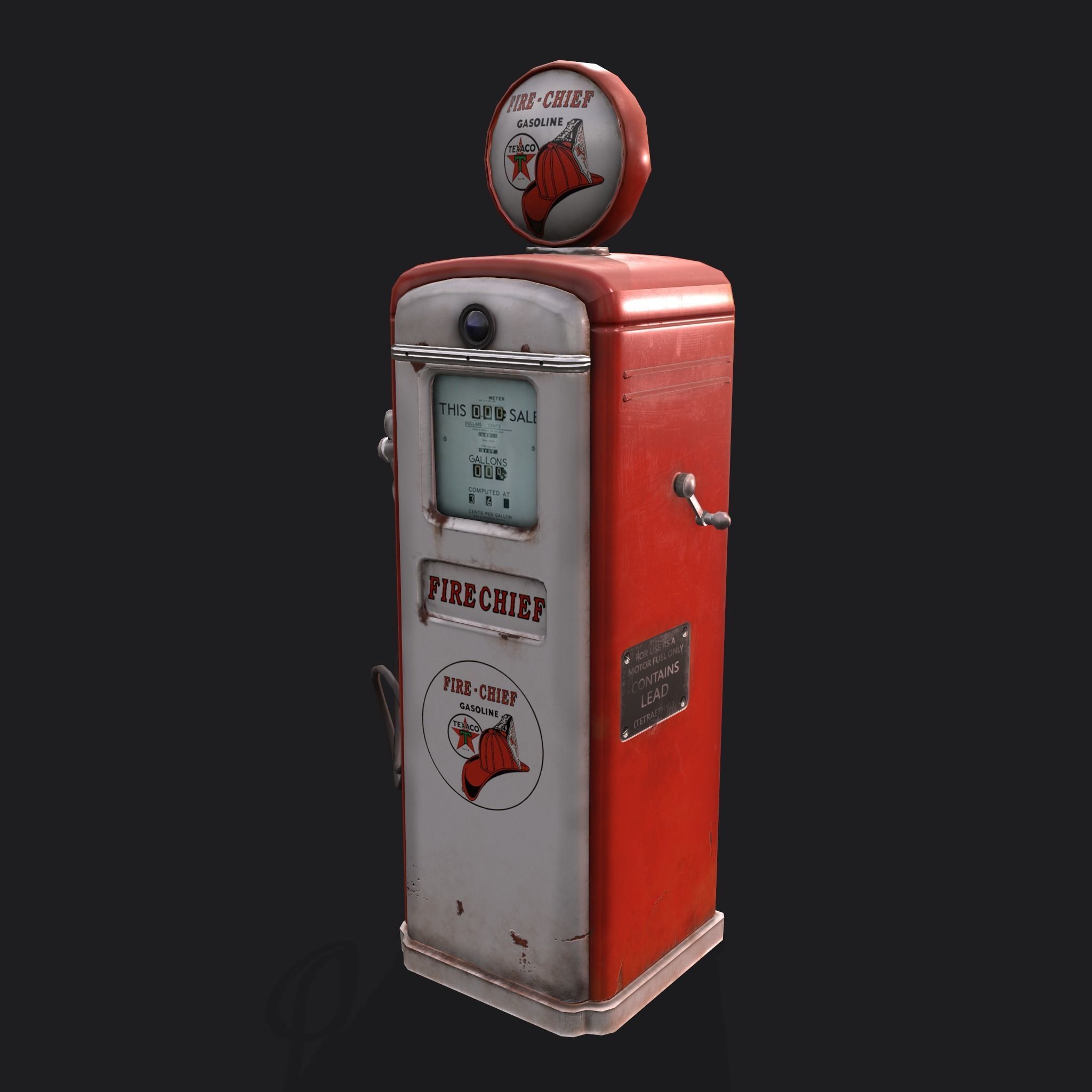 Vintage Gas Pump  Low-poly 3D model_3